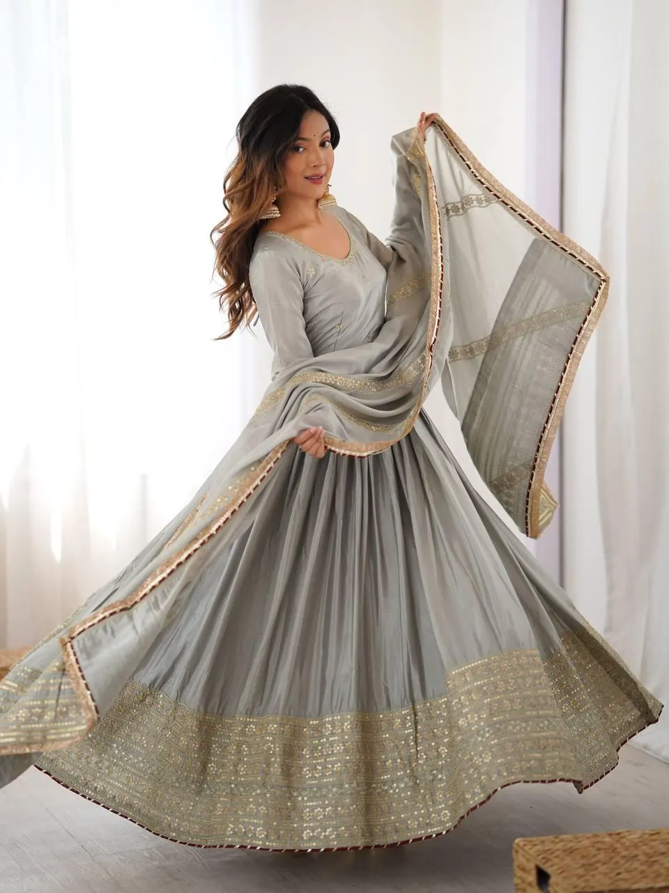 Black Anarkali Suit for Women, Designer Gown with Dupatta, Indian Wedding Wear, Bollywood Prom Dress, Traditional Ethnic Kurti - image 5