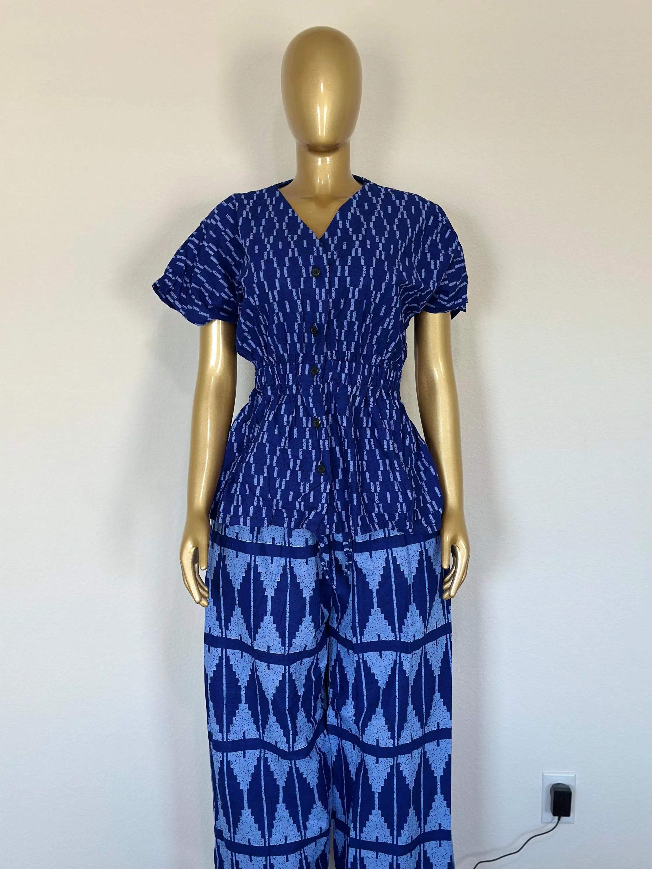 Ankara Two Piece Set | African Print Button Up Shirt, Wide Leg Pants (Handmade) - image 3