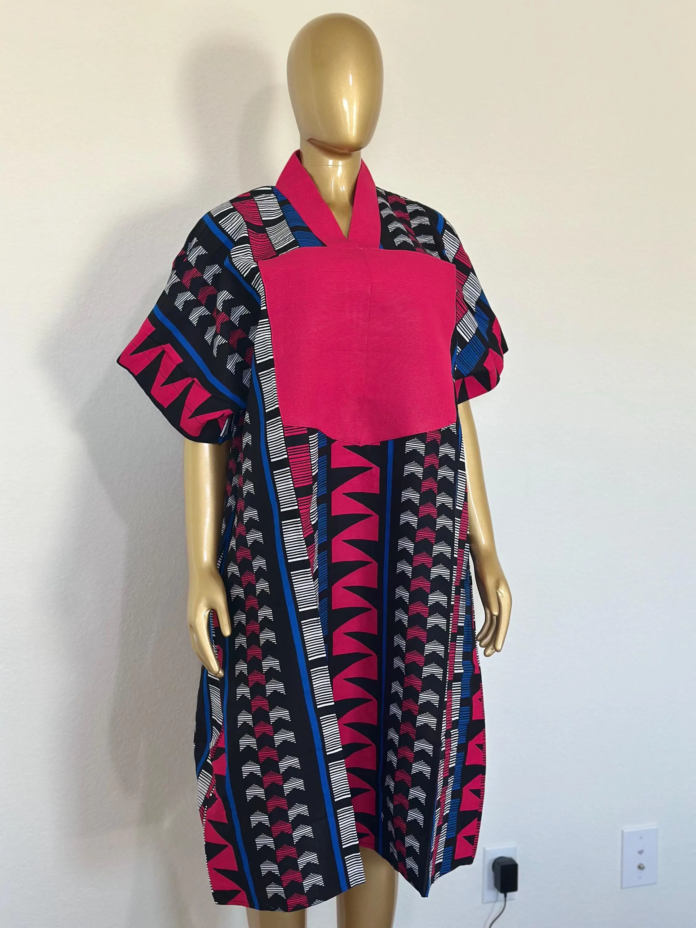 Ankara Bubu Dress with Aso Oke | Authentic African Maxi Short Gown