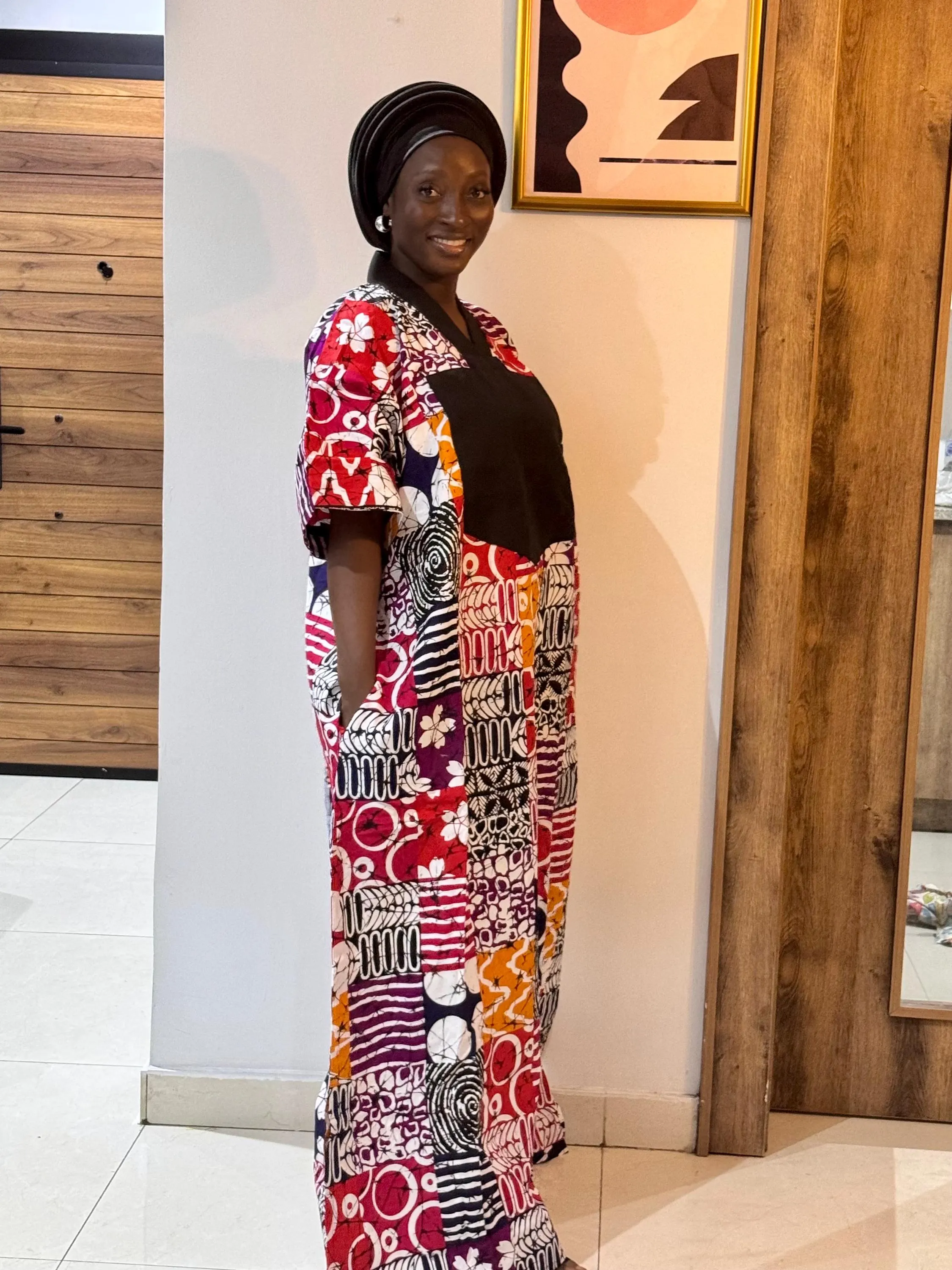 Ankara Bubu Dress | Aso Oke Trim African Wax Print Gown - image 3