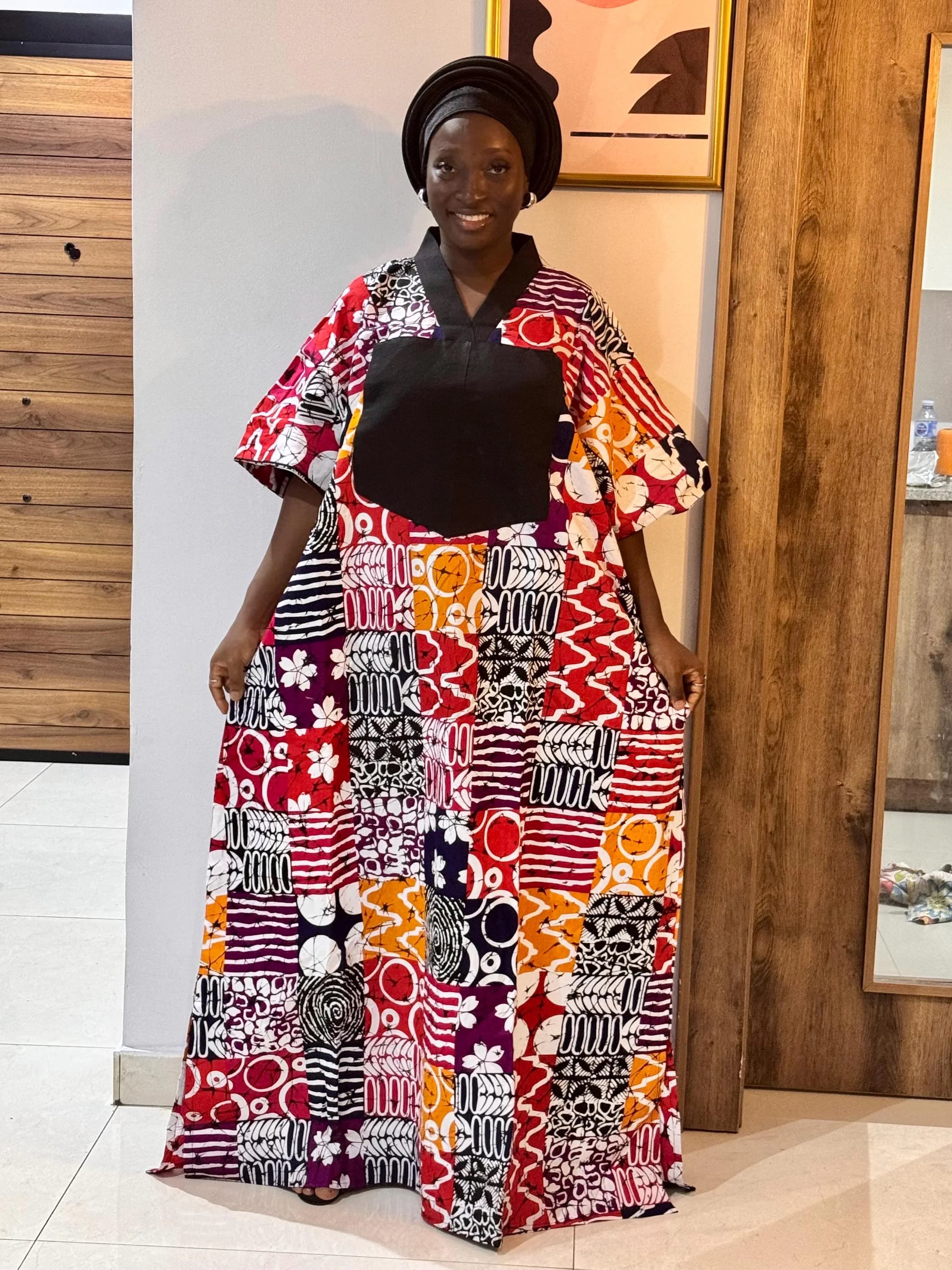 Ankara Bubu Dress | Aso Oke Trim African Wax Print Gown