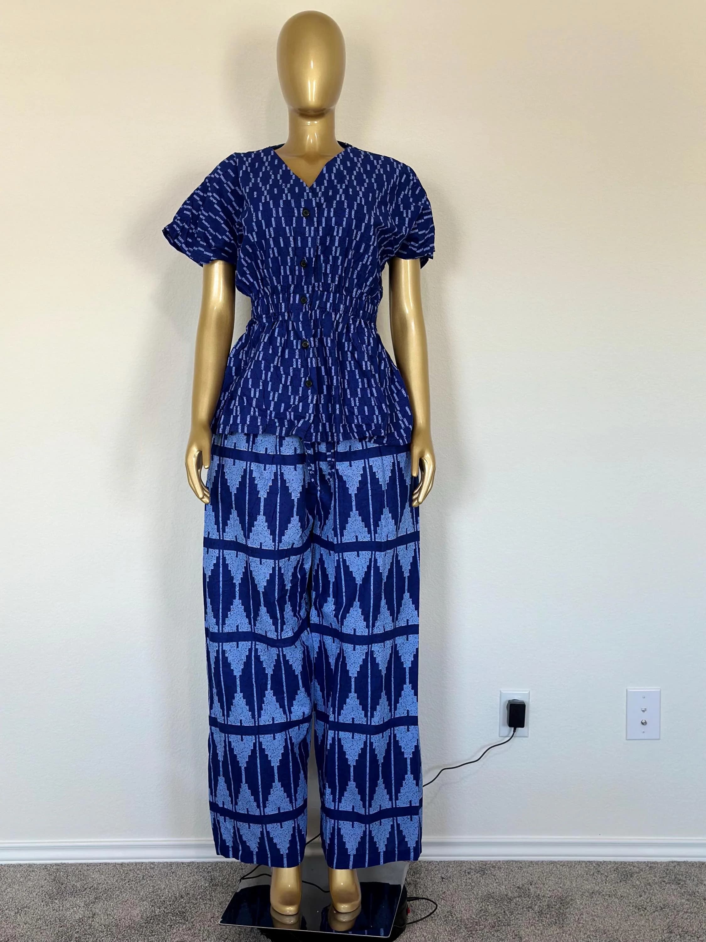 Ankara Two Piece Set | African Print Button Up Shirt, Wide Leg Pants (Handmade)