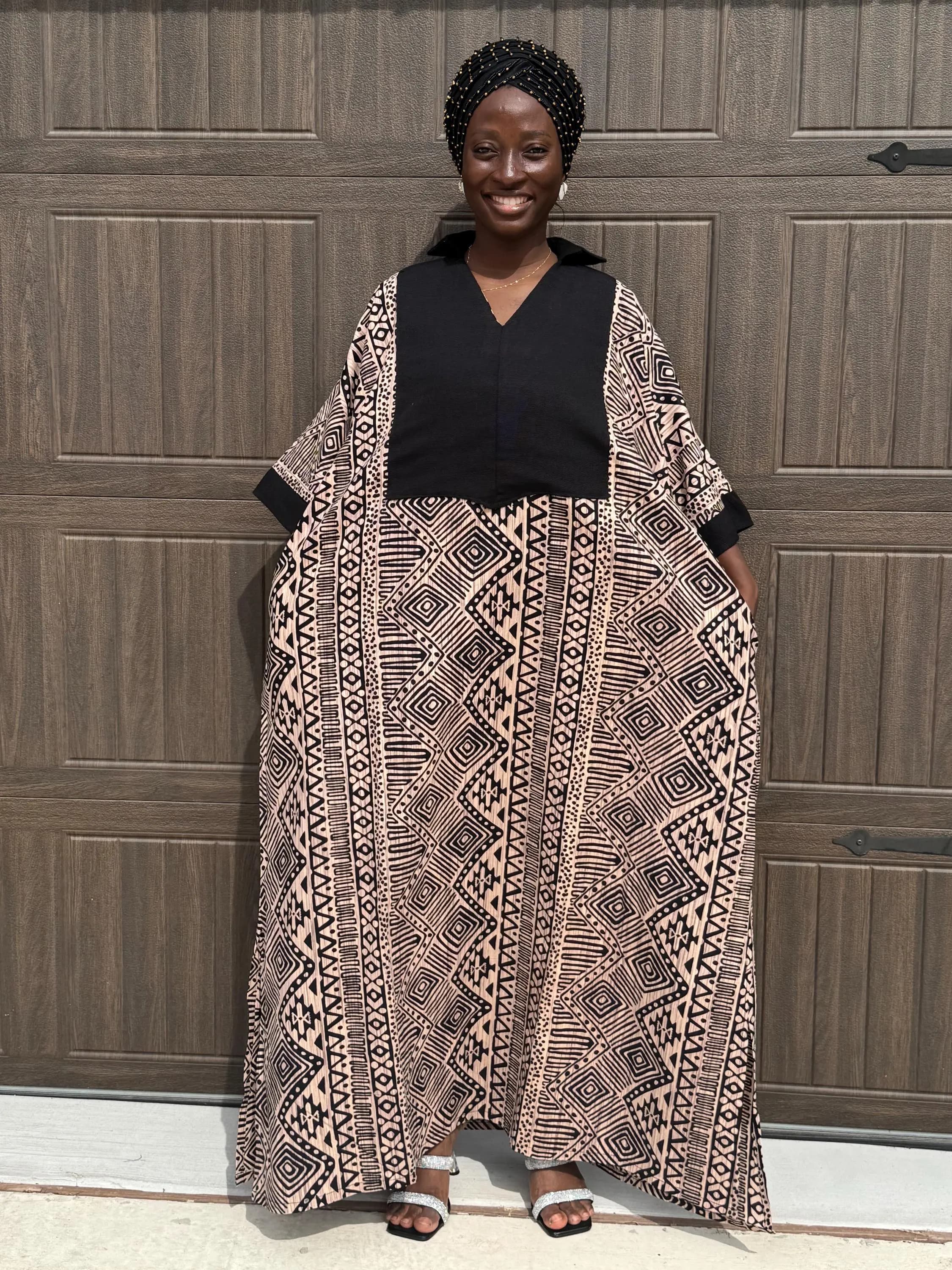 Ankara Bubu Dress with Aso Oke | Elegant African Maxi Gown, Nigerian Fashion