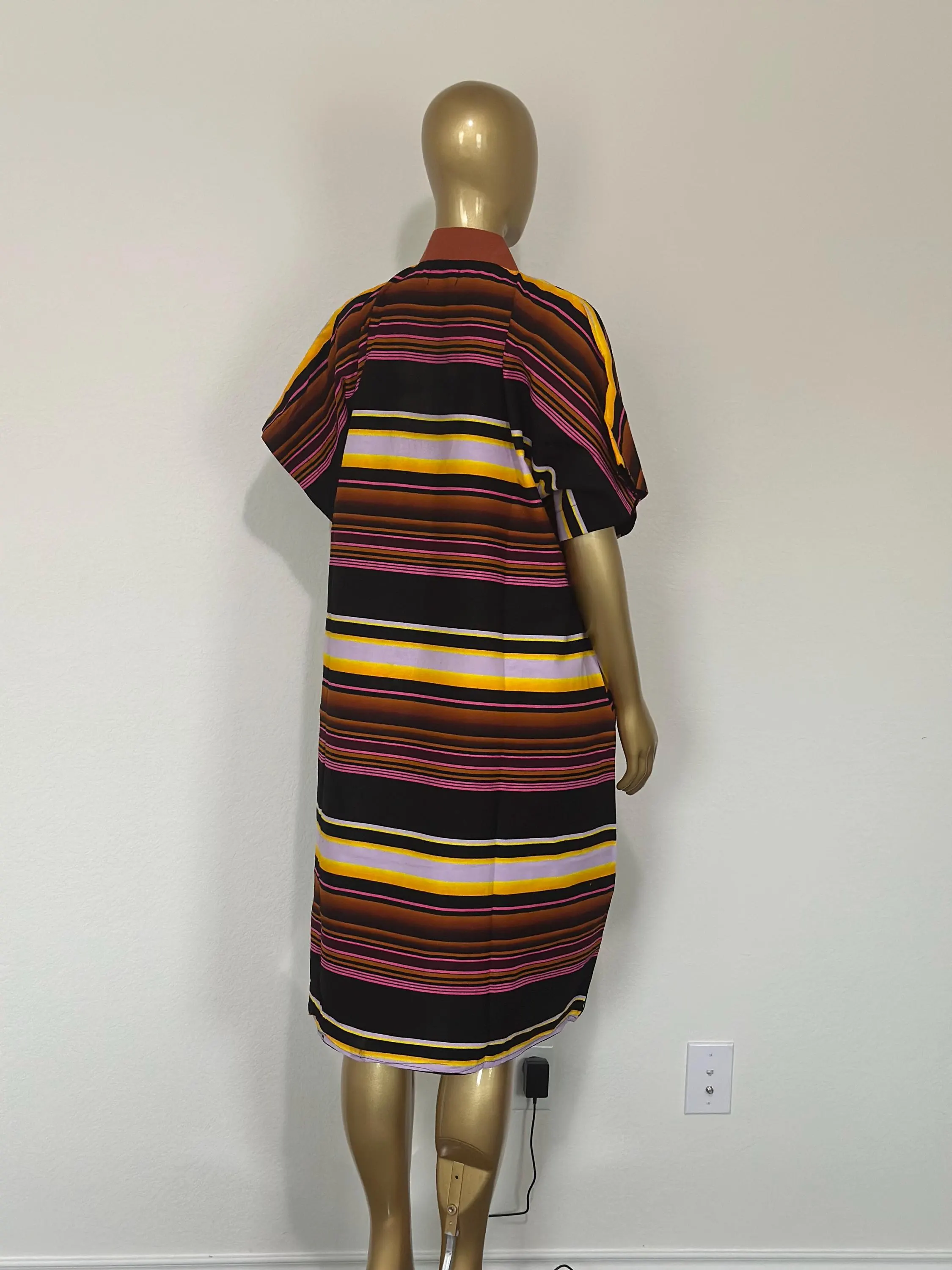 Ankara Bubu Dress | Orange Aso Oke Trim African Wax Print Gown - image 5