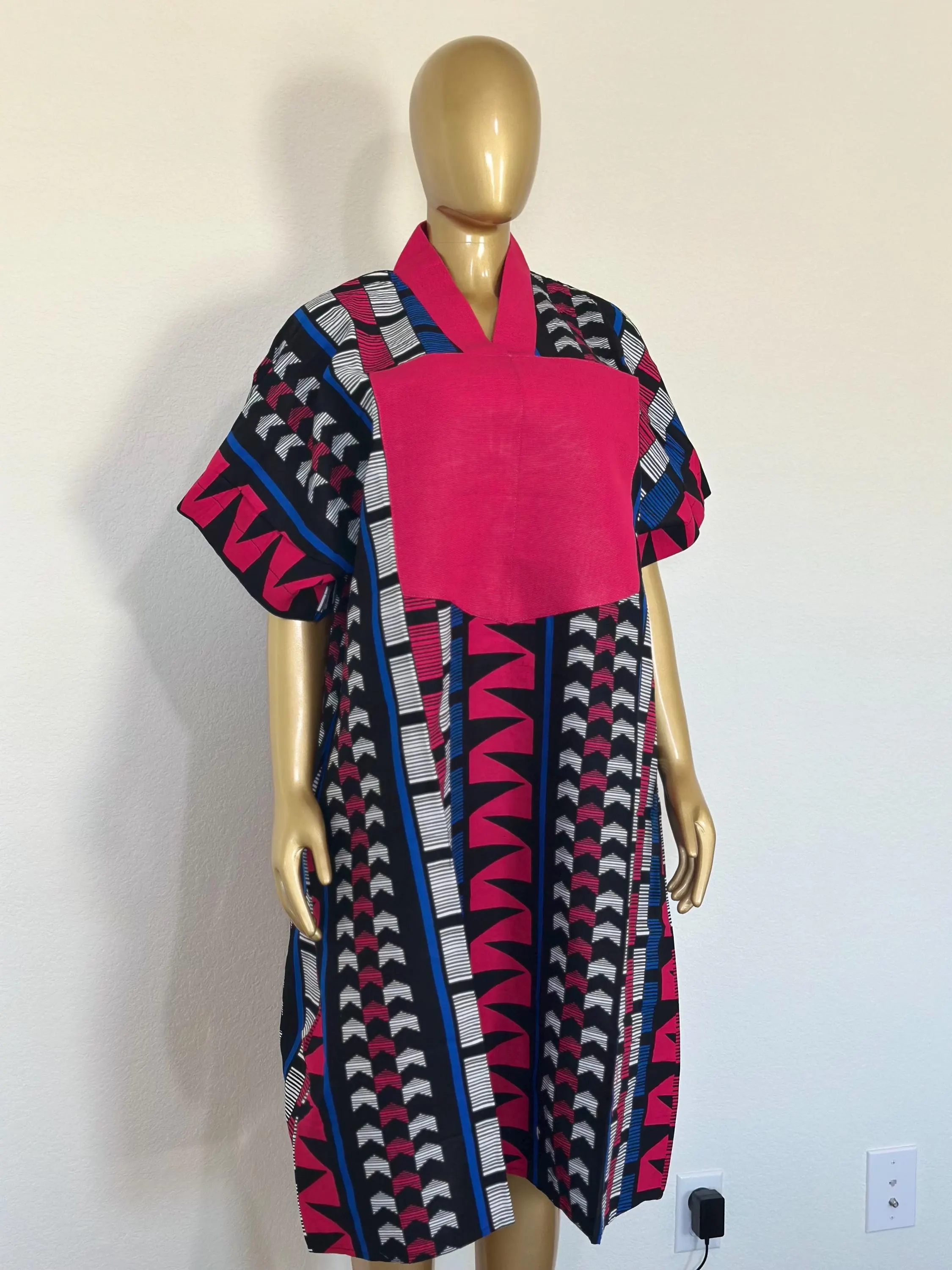 Ankara Bubu Dress with Aso Oke | Authentic African Maxi Short Gown - image 3