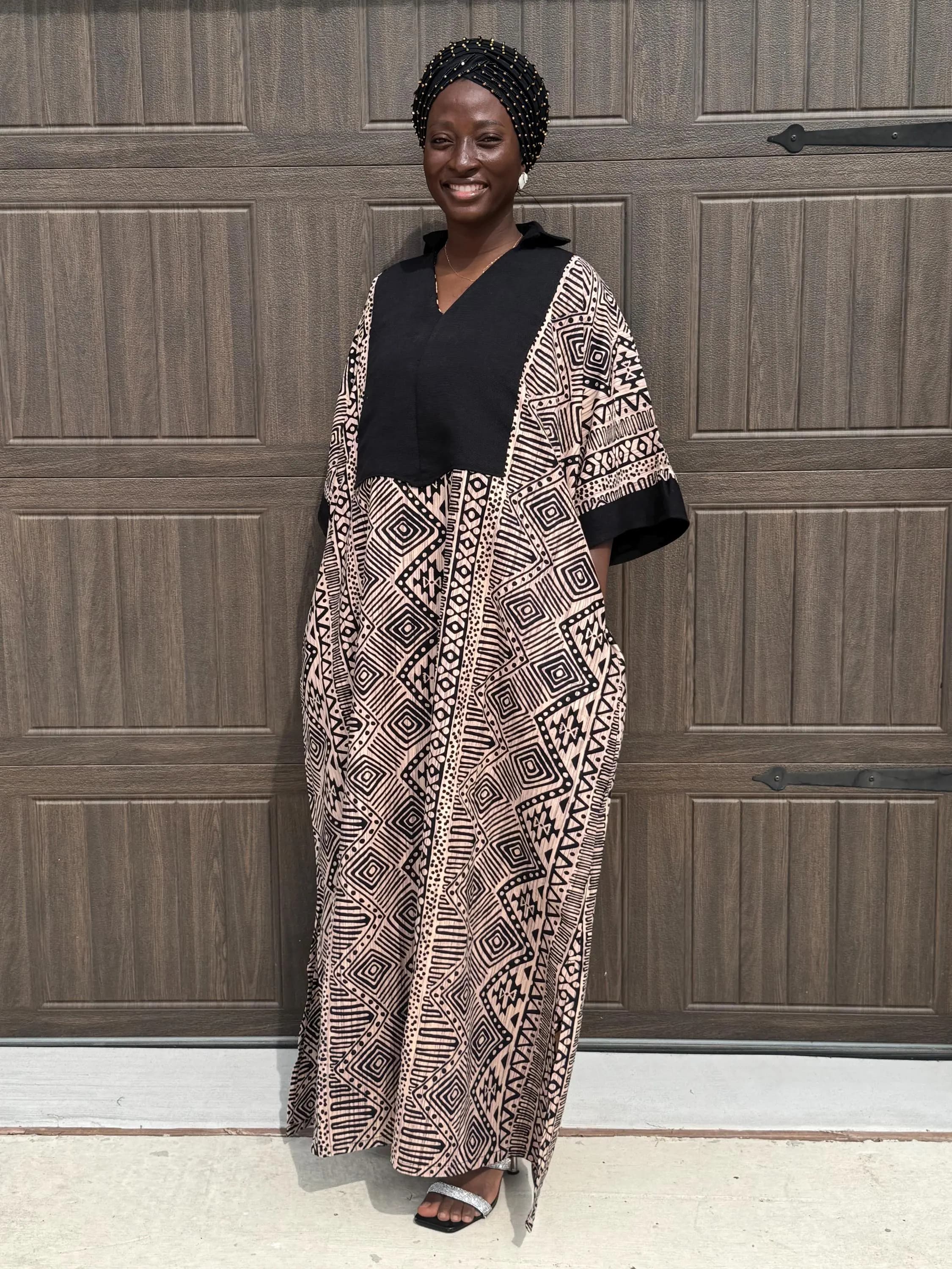 Ankara Bubu Dress with Aso Oke | Elegant African Maxi Gown, Nigerian Fashion - image 3