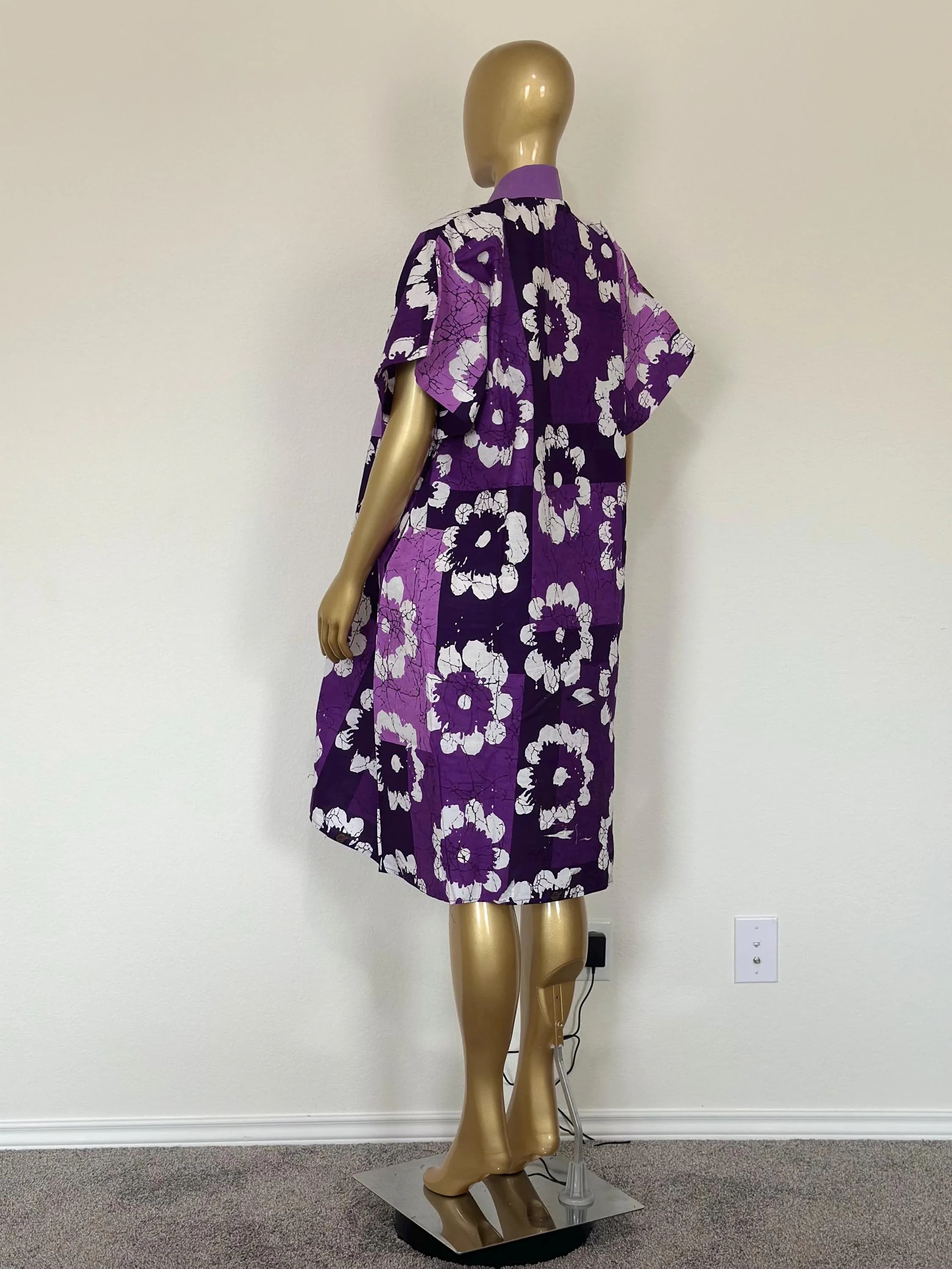 Ankara Bubu Dress | Aso Oke Accent Maxi Gown | Purple African Print Cotton Clothing - image 5