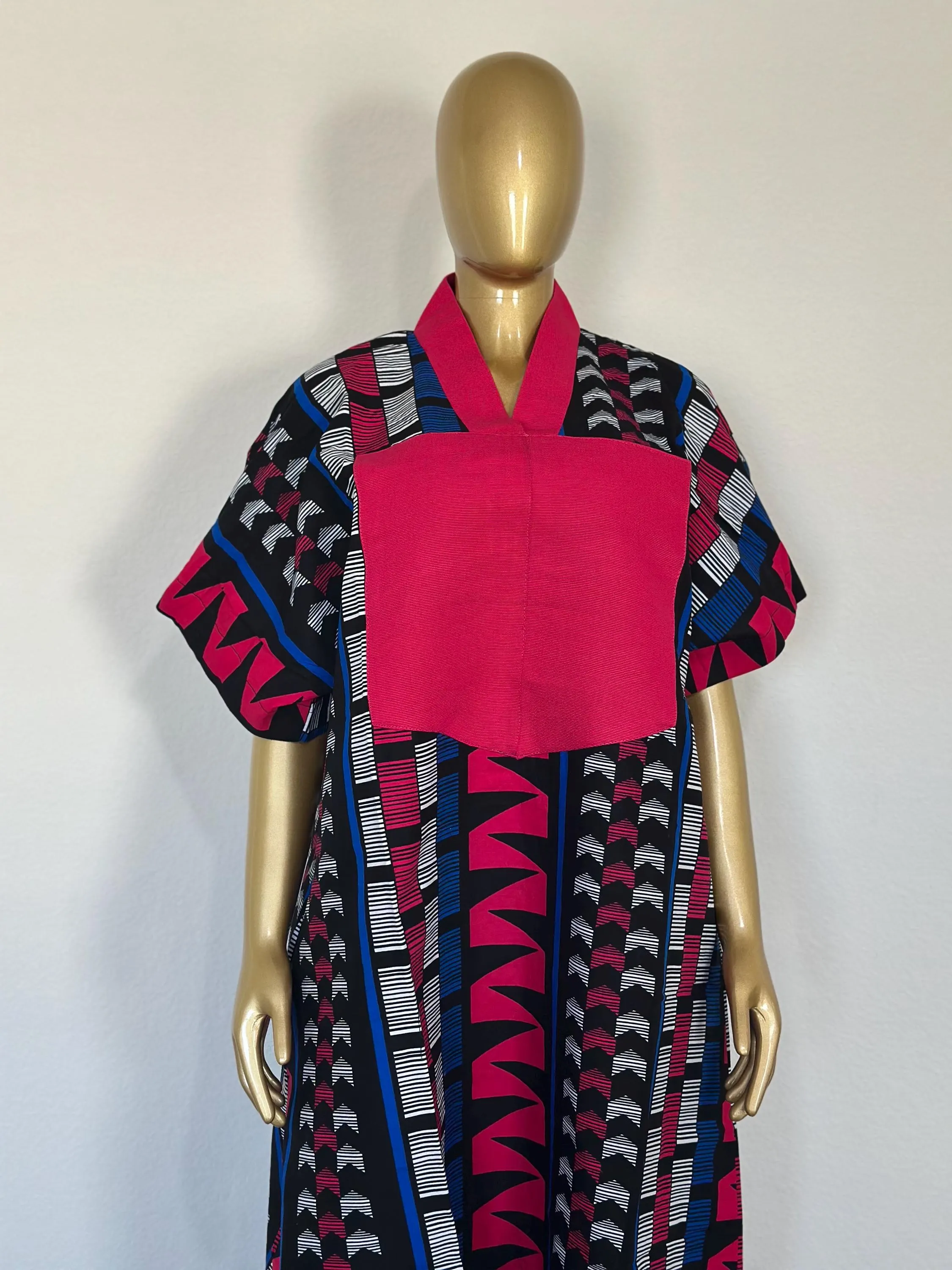 Ankara Bubu Dress with Aso Oke | Authentic African Maxi Short Gown - image 4