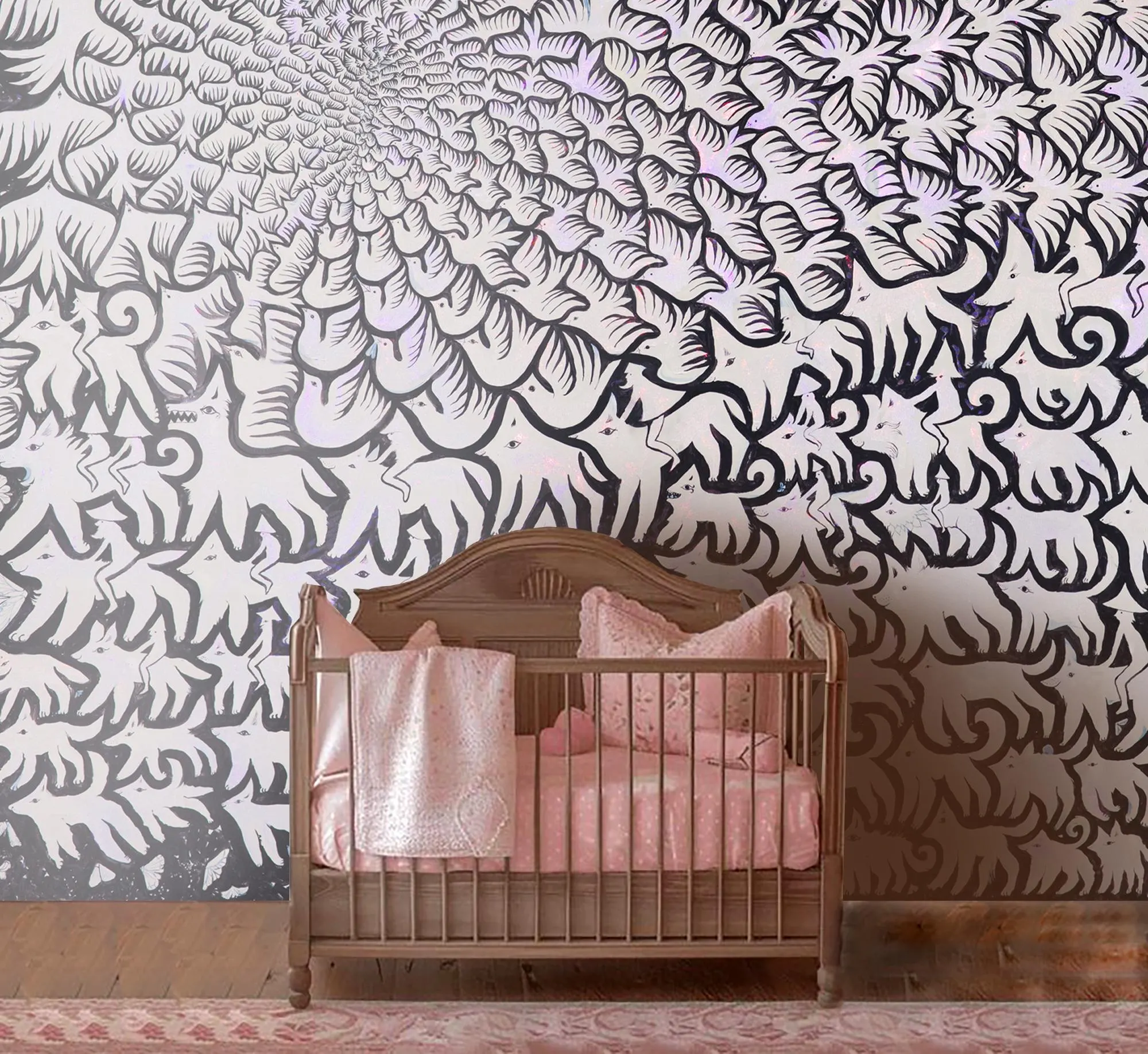 Dreamland Trip Nursery Mural, Sweet Dreams Fairytale Wallpaper
