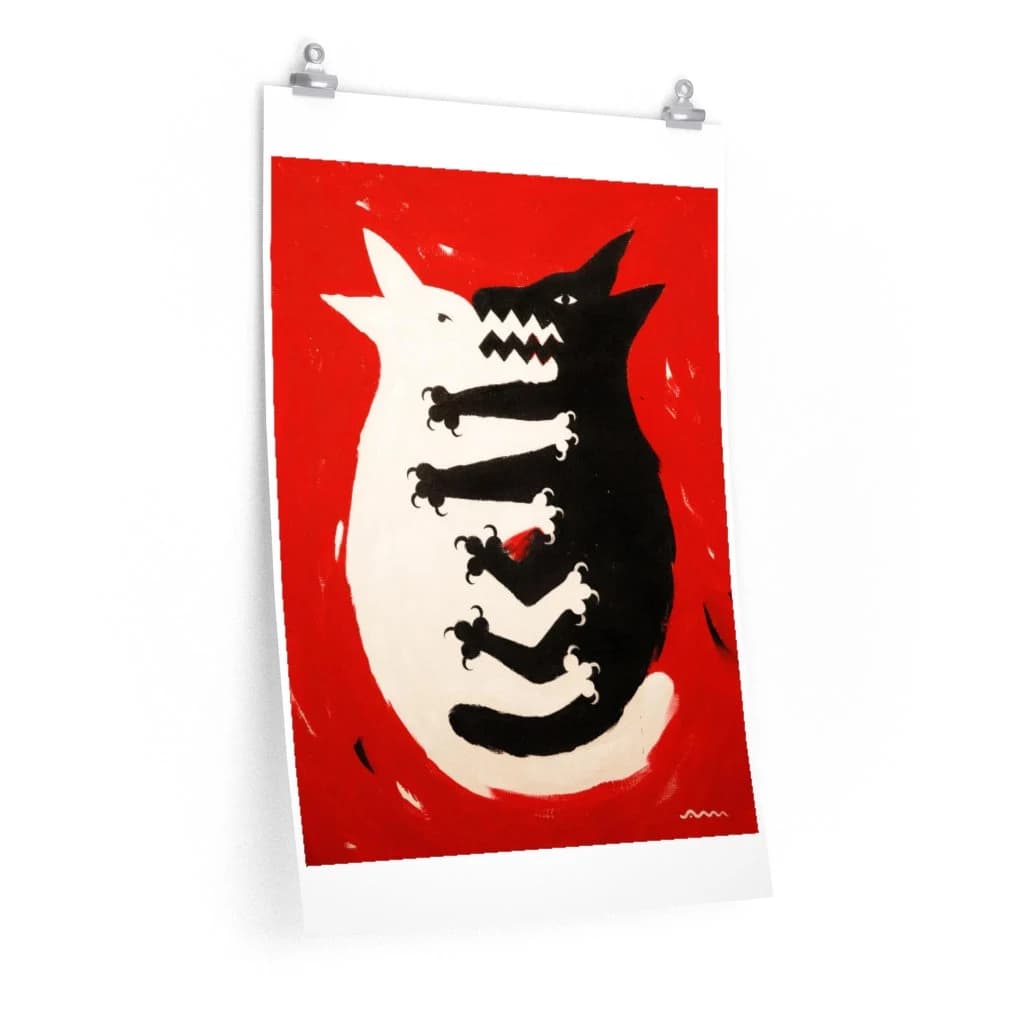 Dog Poster, Black Dog White Dog Fight Print - image 5