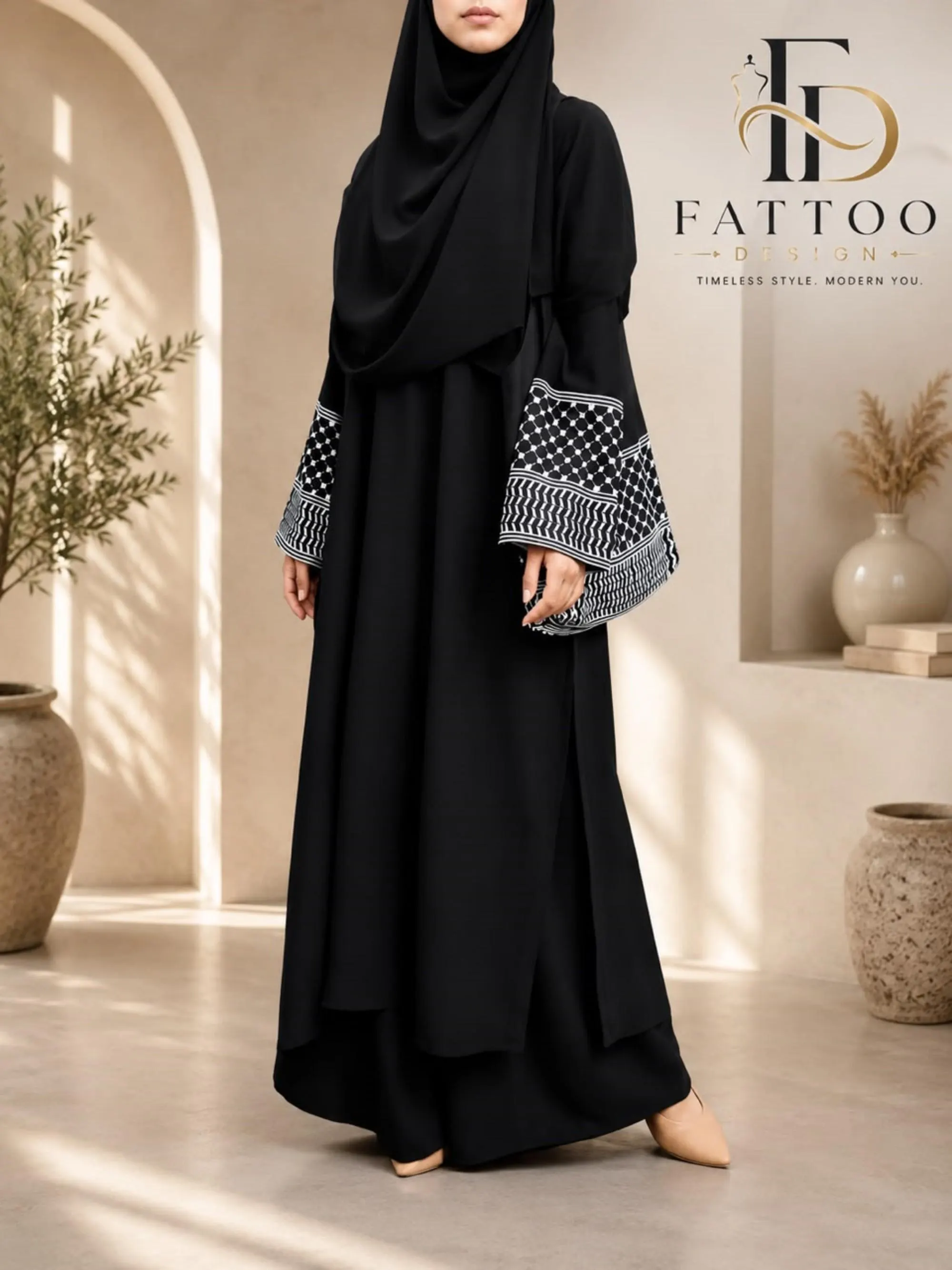 Cotton Linen Abaya Coord Set, Oversized Tunic, Wide Leg Pants, Modest Islamic Outfit