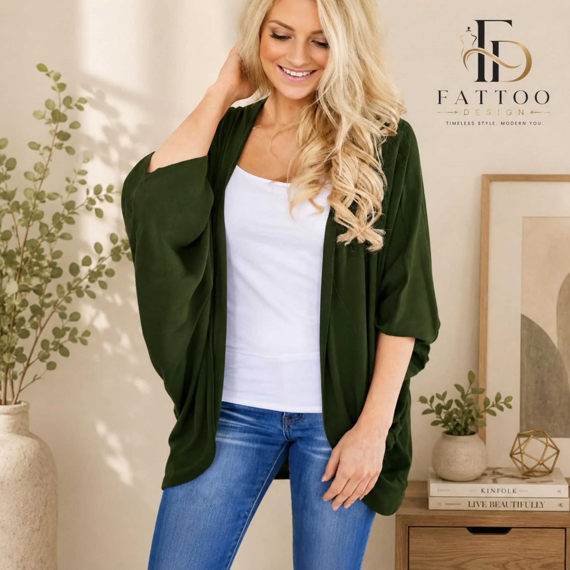 Lightweight Chiffon Kimono Cardigan, Open Front Boho Cover Up