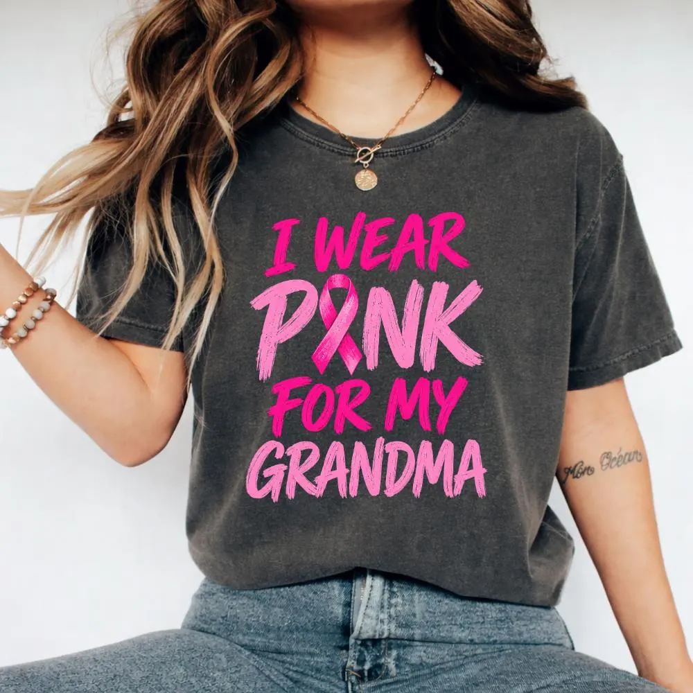 I Wear Pink For My Grandma PNG: Breast Cancer Awareness Ribbon Inspirational Family Support - image 3