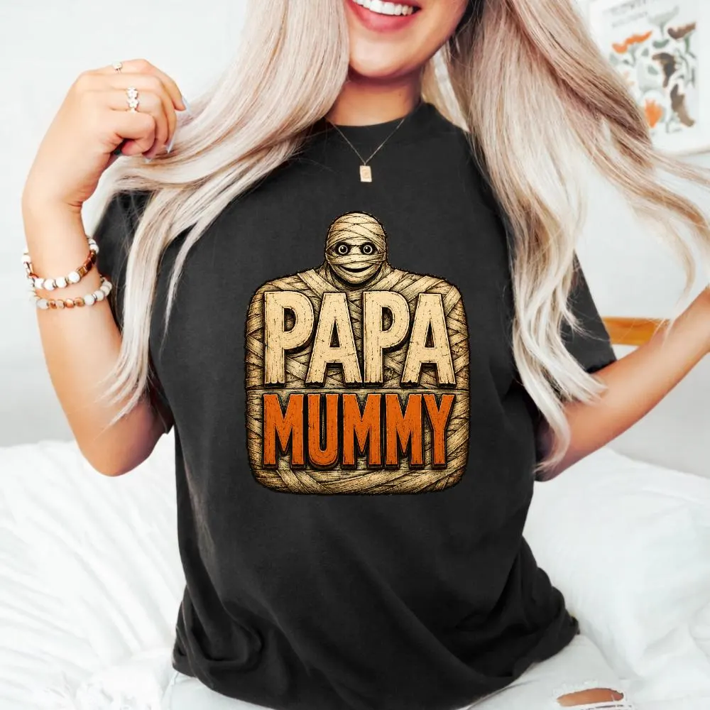 Papa Mummy PNG: Funny Halloween Mummy Dad Quote png Spooky Family Humor Vintage Design - image 3