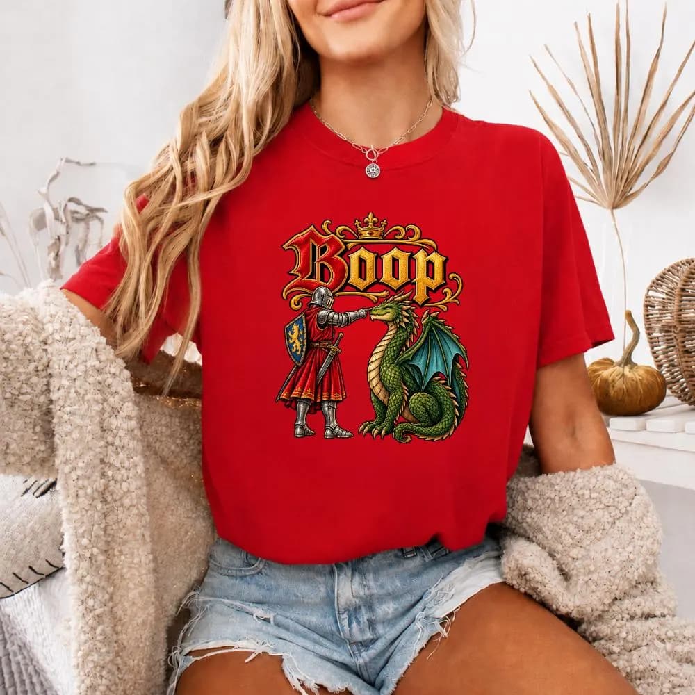 Boop Dragon Shirt, Cute Medieval Dragon Gift, Fantasy Knight Graphic Tee, Dragon Lover Gift, Fantasy Gamer Shirt - image 5