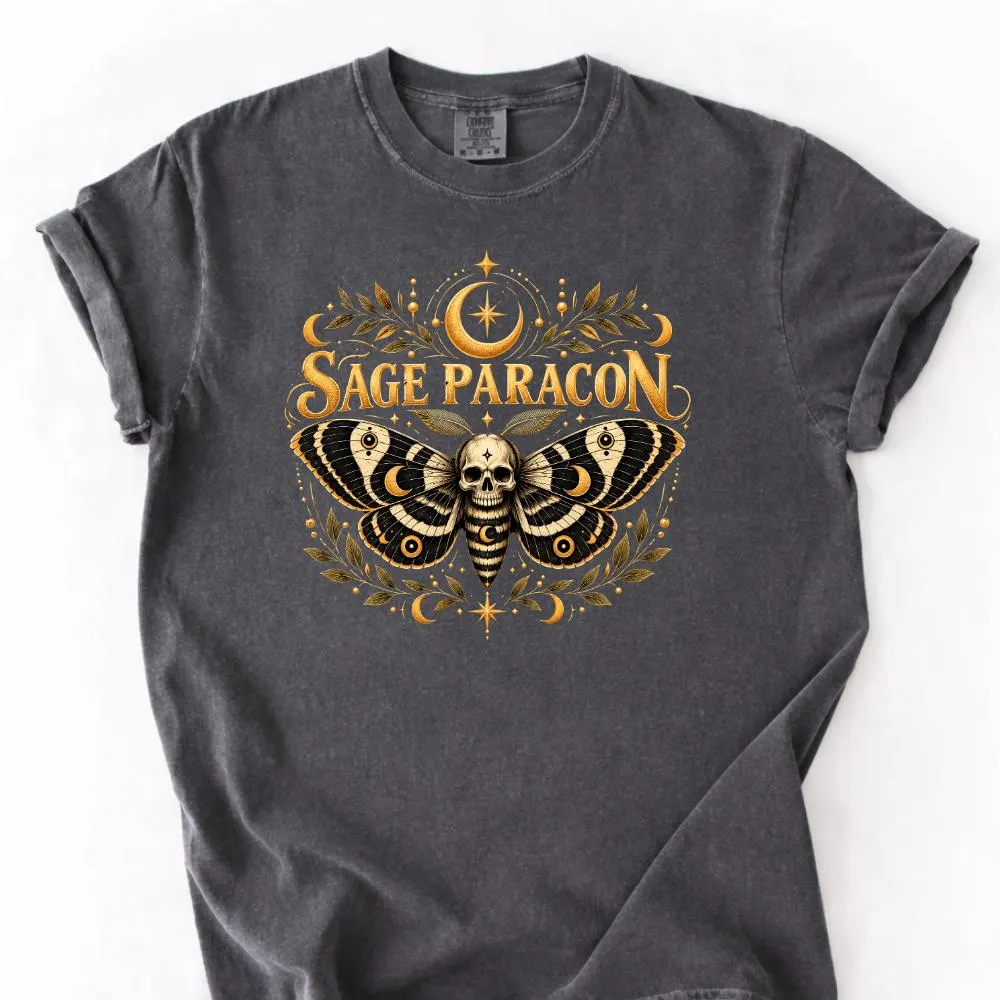 Sage Paragon T-Shirt, Gothic Moth Skull Gift, Occult Witch Gift, Moon Lover Graphic Tee, Dark Academia Shirt for Women Style - image 5