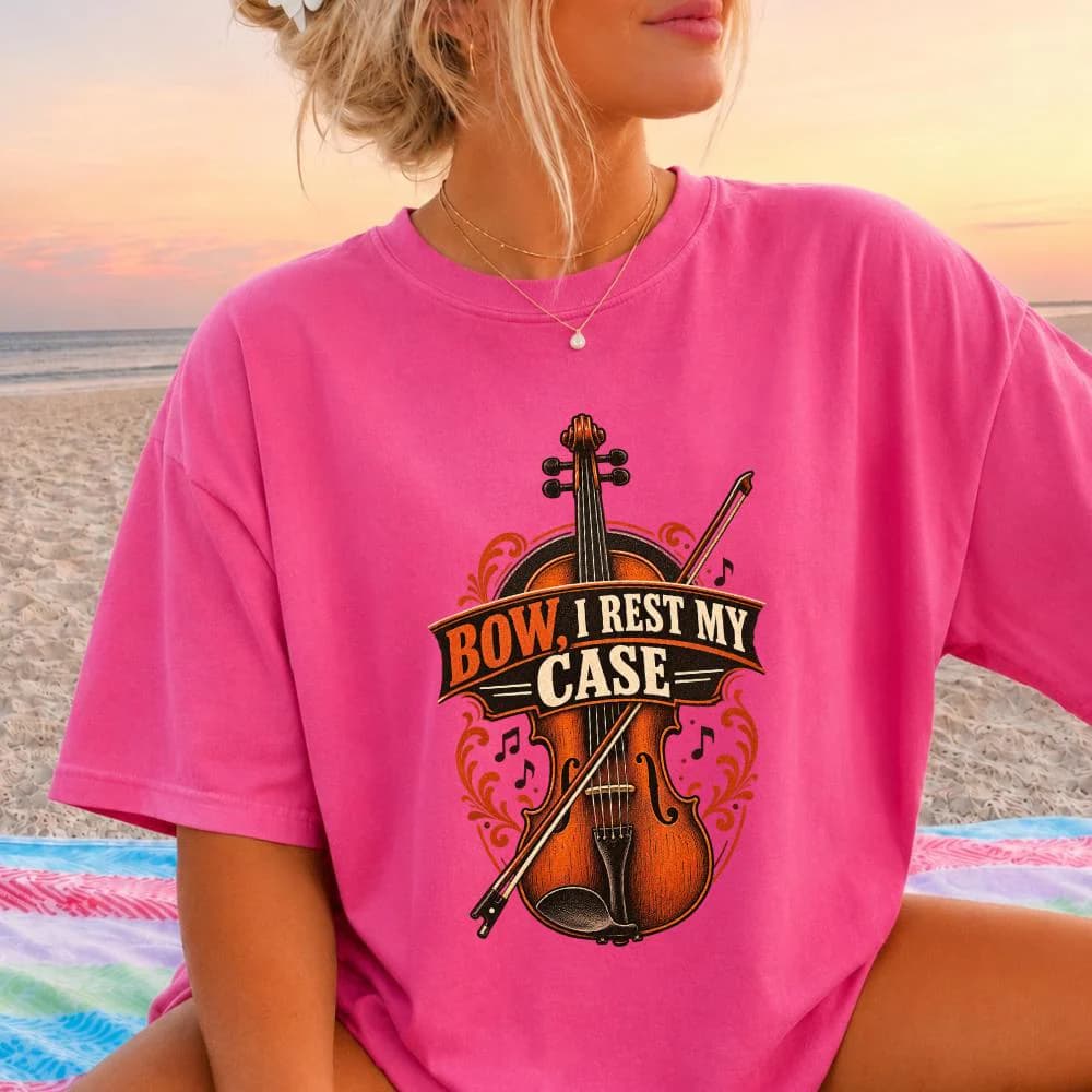 Bow I Rest My Case T-Shirt, Violinist Gift, Funny Violin Graphic Tee, Orchestra Musician Shirt, String Player Gift, Music Tee - image 3
