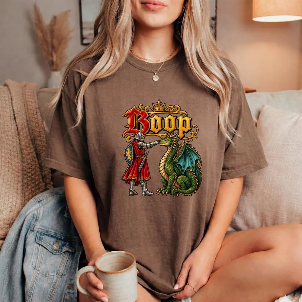 Boop Dragon Shirt, Cute Medieval Dragon Gift, Fantasy Knight Graphic Tee, Dragon Lover Gift, Fantasy Gamer Shirt - image 4