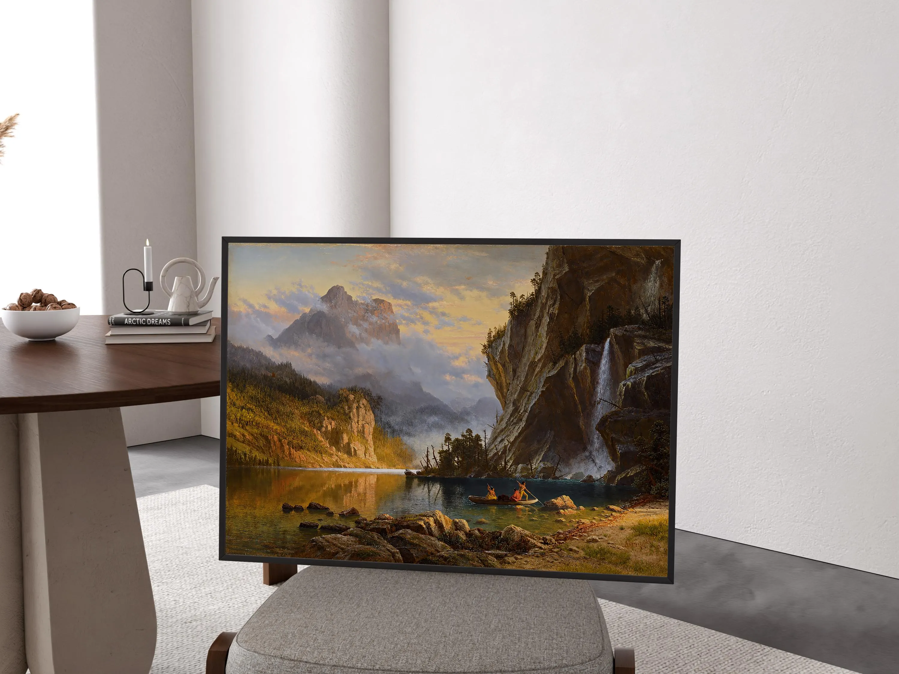 Albert Bierstadt Indians Spear Fishing Print-American West Landscape Wall Art-Vintage Mountain Lake Rustic Painting - image 5