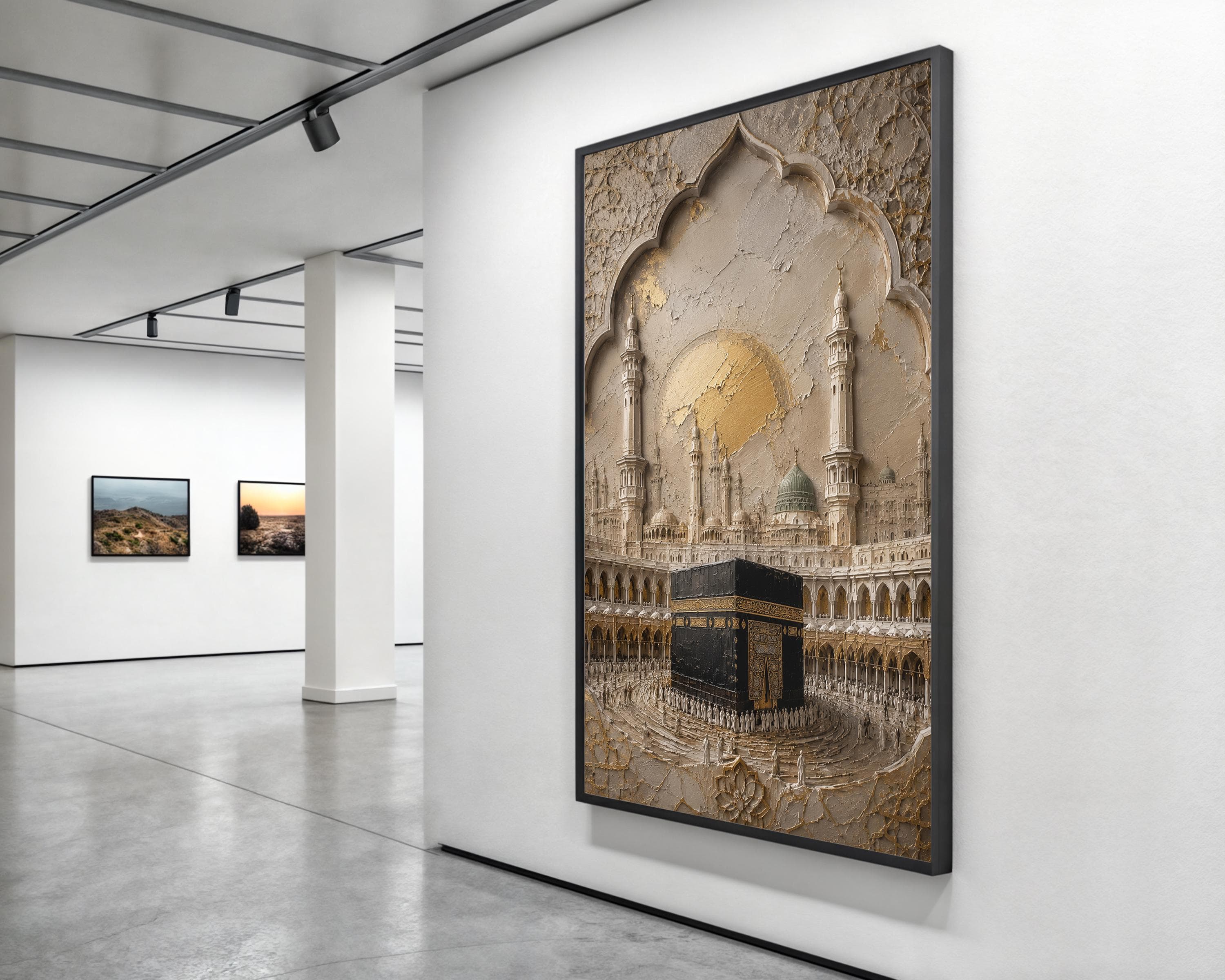 Kaaba Canvas Wall Art-Islamic Luxury Decor-Mecca Stretched Print-Luxury Mosque Artwork-Muslim Home Decor-Framed Islamic Canvas - image 4