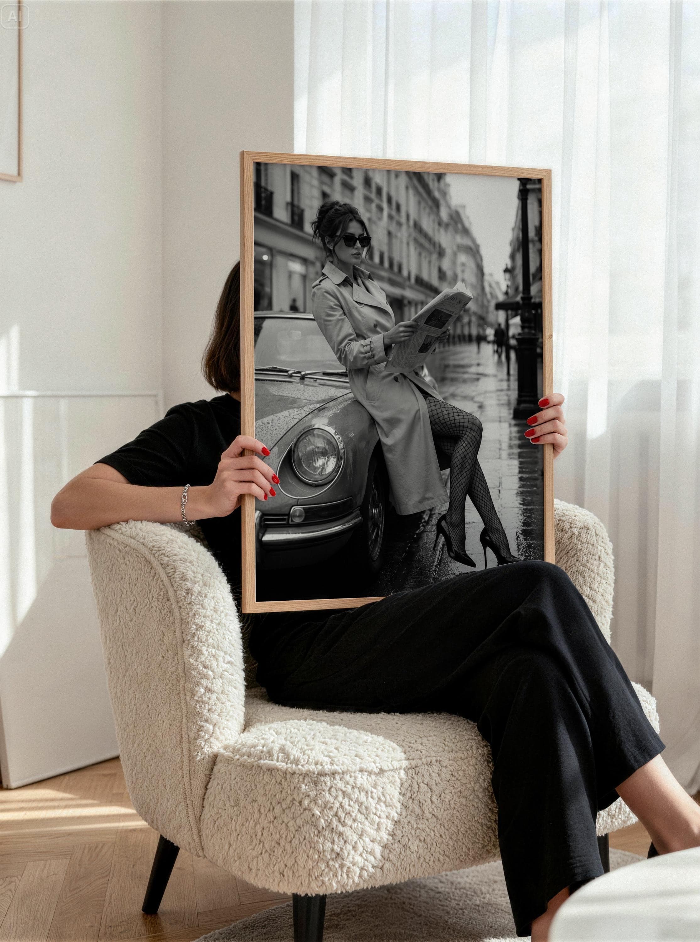Fashion Canvas Print, Elegant Woman Portrait, Black and White Photography-Luxury Modern Decor-Chic Canvas Artwork - image 5