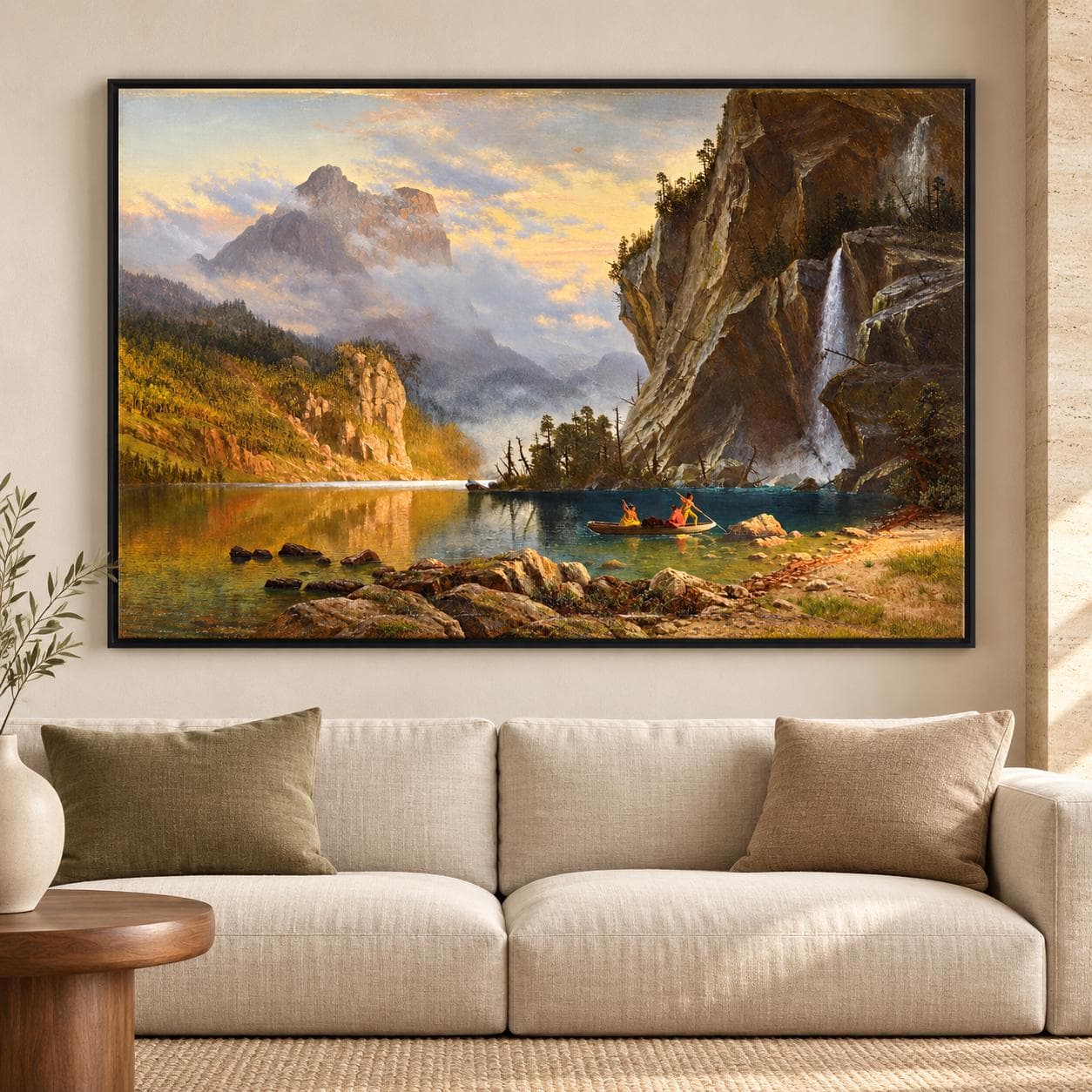 Albert Bierstadt Indians Spear Fishing Print-American West Landscape Wall Art-Vintage Mountain Lake Rustic Painting - image 3