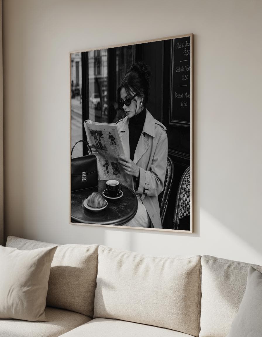 Fashion Canvas Wall Art-Black and White Paris Cafe Print-Chic Woman Artwork-Modern Home Decor-Framed Canvas - image 5