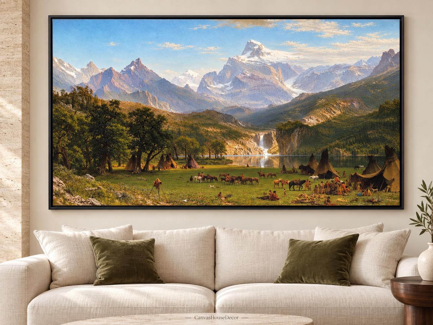 Albert Bierstadt The Rocky Mountains Lander’s Peak Canvas Wall Art-Vintage Mountain Landscape-Western Framed Canvas Print
