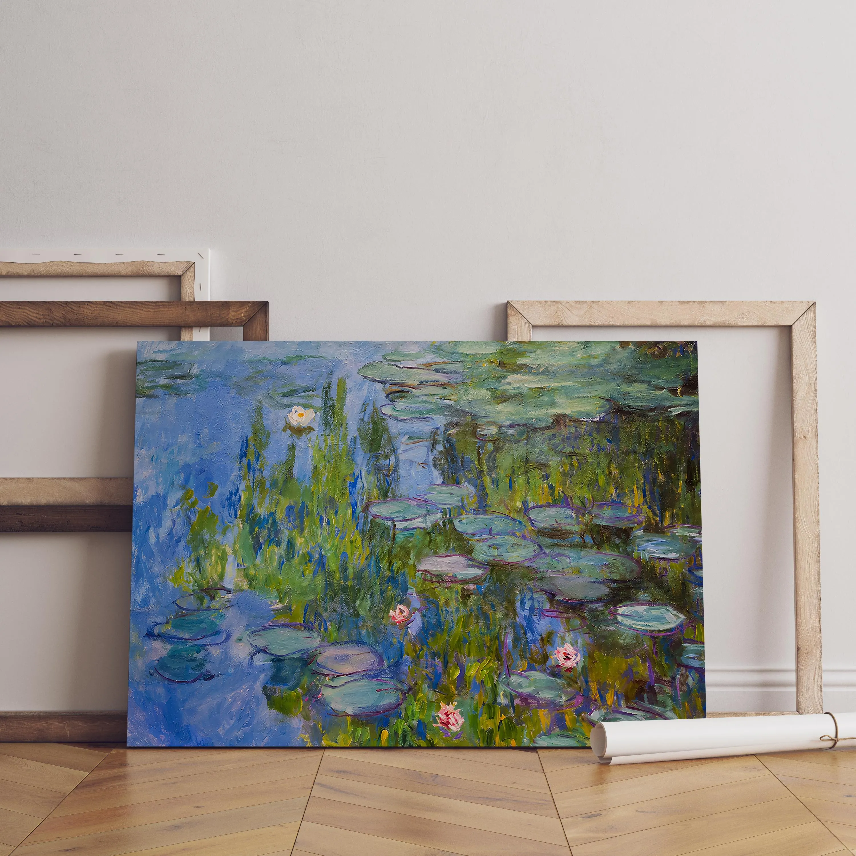 Claude Monet Water Lilies Canvas-Impressionist Wall Art-Blue Green Botanical Painting-French Art Decor-Living Room Artwork - image 5
