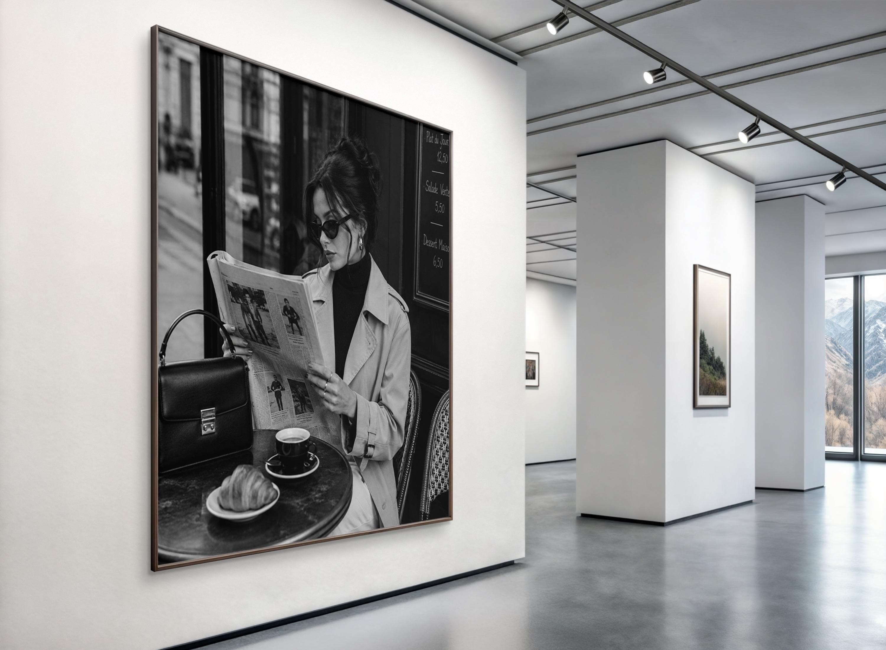 Fashion Canvas Wall Art-Black and White Paris Cafe Print-Chic Woman Artwork-Modern Home Decor-Framed Canvas - image 3