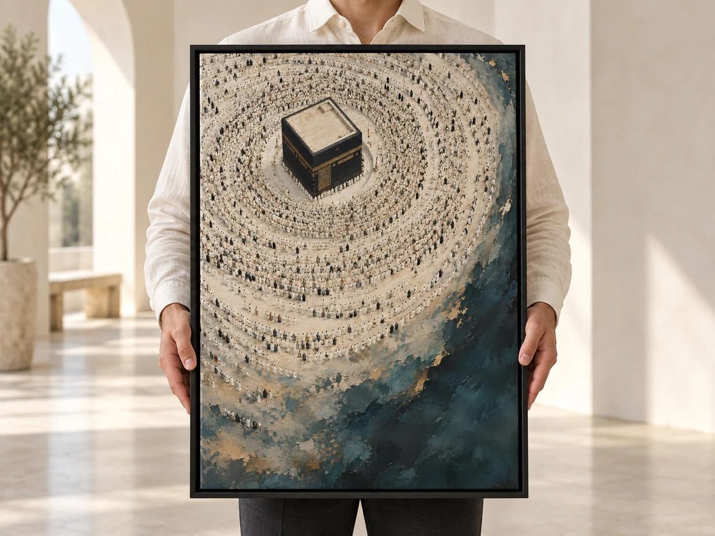 Kaaba Canvas Wall Art, Mecca Islamic Wall Art-Makkah Tawaf Canvas-Muslim Home Decor-Ramadan Eid-Islamic Decor