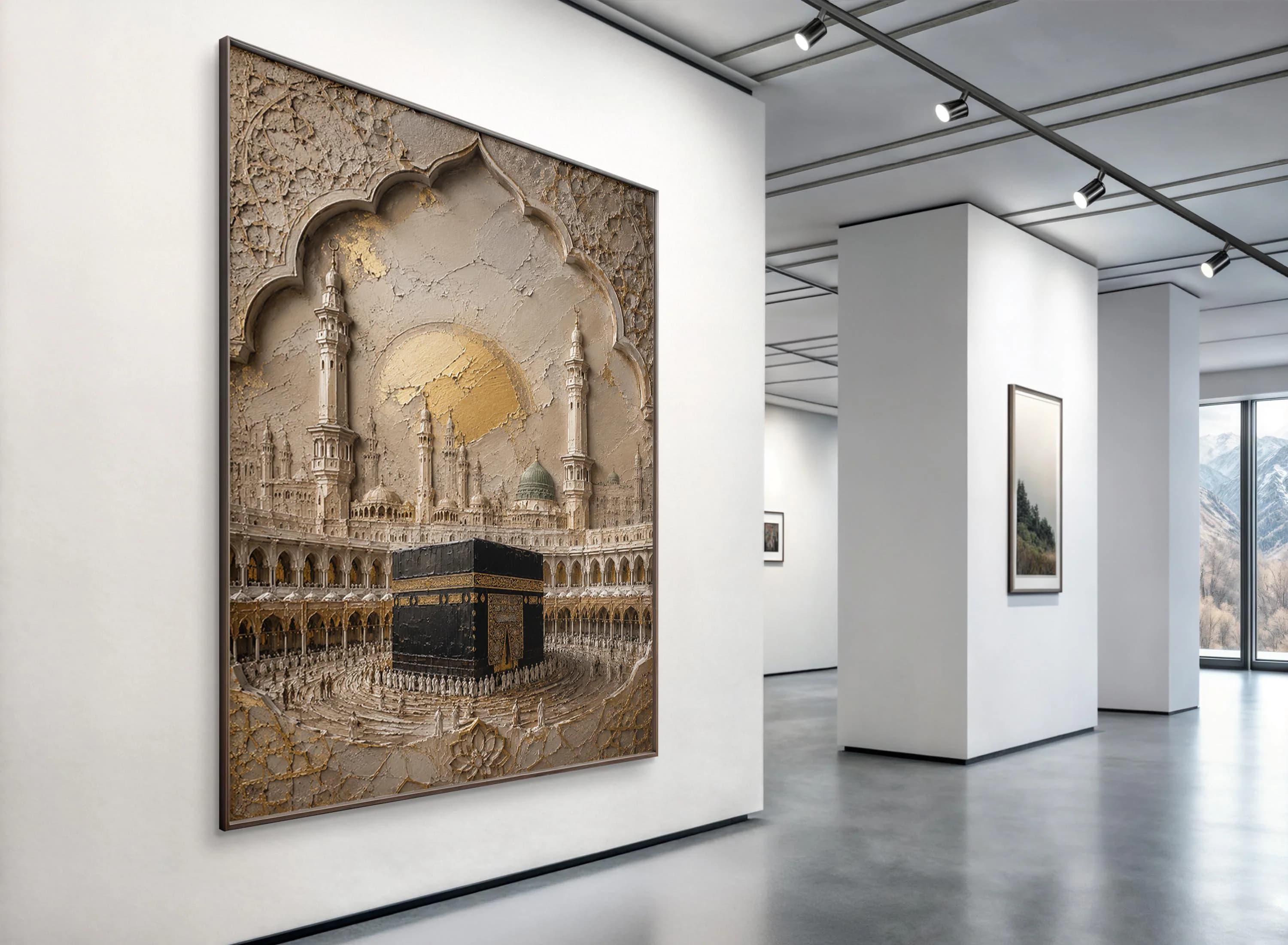 Kaaba Canvas Wall Art-Islamic Luxury Decor-Mecca Stretched Print-Luxury Mosque Artwork-Muslim Home Decor-Framed Islamic Canvas