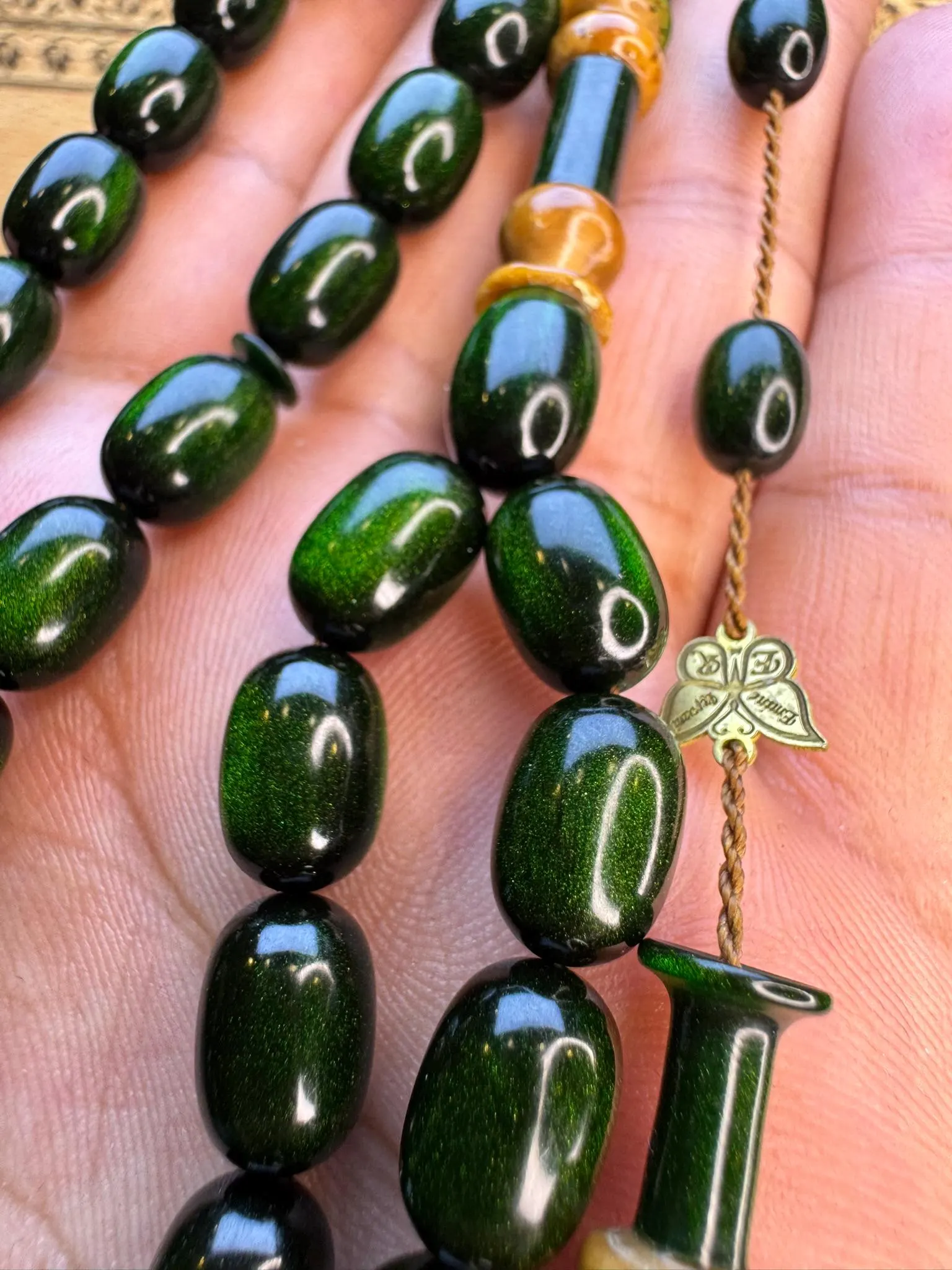 Handmade Green Miskevi Kuka Prayer Beads, Master Artisan Emine Reşvani Islamic Rosary - image 4
