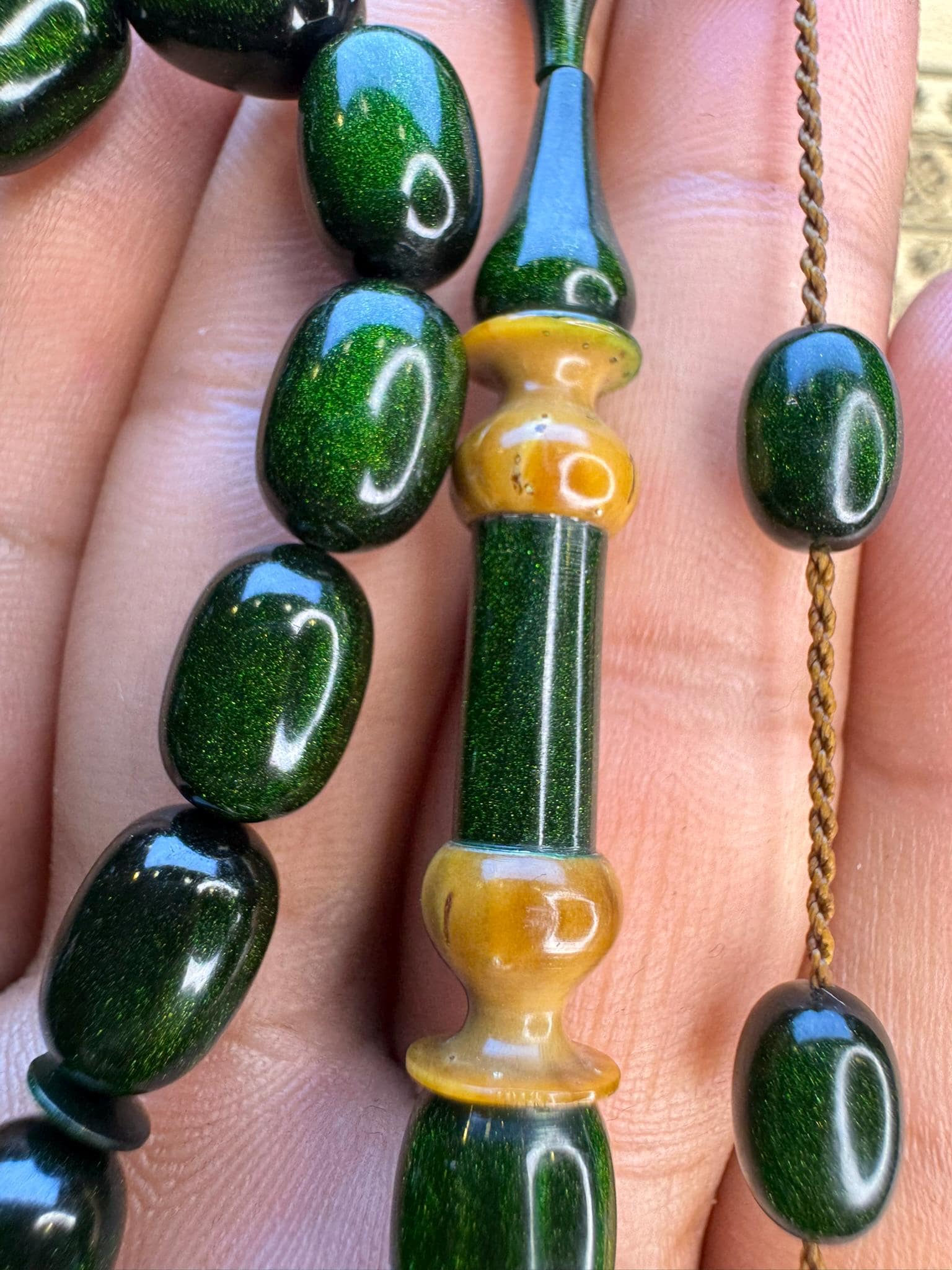 Handmade Green Miskevi Kuka Prayer Beads, Master Artisan Emine Reşvani Islamic Rosary - image 5