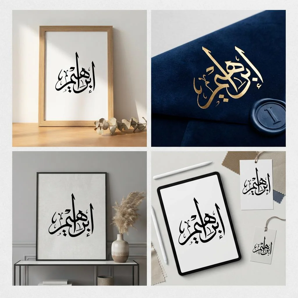 Ibrahim Arabic Calligraphy Digital Download | Islamic Name Art, Modern Wall Decor, SVG, PNG, JPG & Seal Design Files for Cricut and Printing - image 3