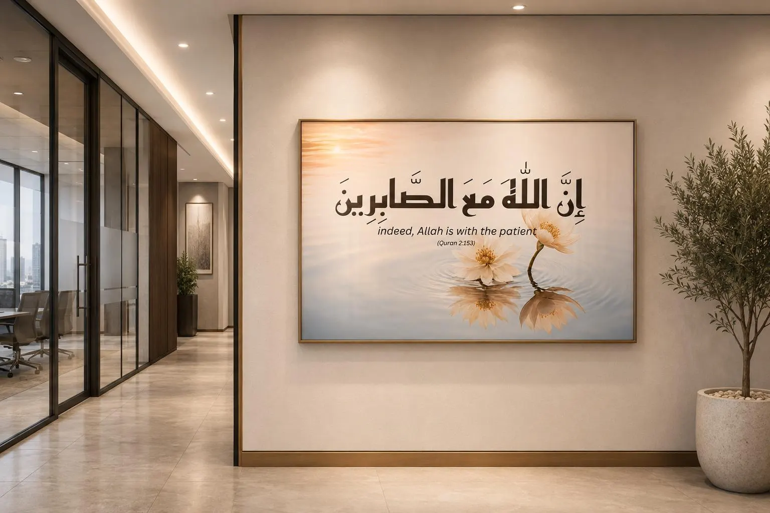 Quran 2:153 Arabic Calligraphy Printable Wall Art, Floral Islamic print - image 5