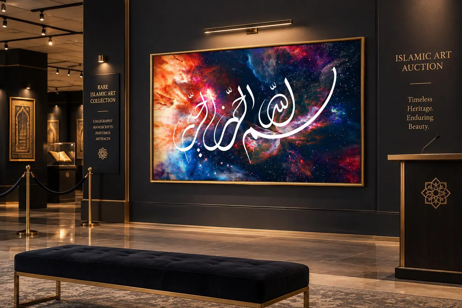 Bismillah Arabic Calligraphy Print, Galaxy Nebula Islamic Wall Art (Digital Download)