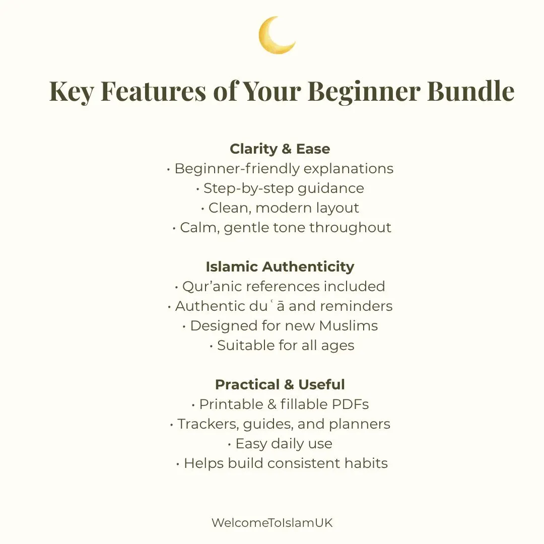 Beginner Islam Bundle | Wudu Guide, Salah Guide, Qur’an Tracker, Duas | New Muslim & Revert Printable Study Pack - image 5