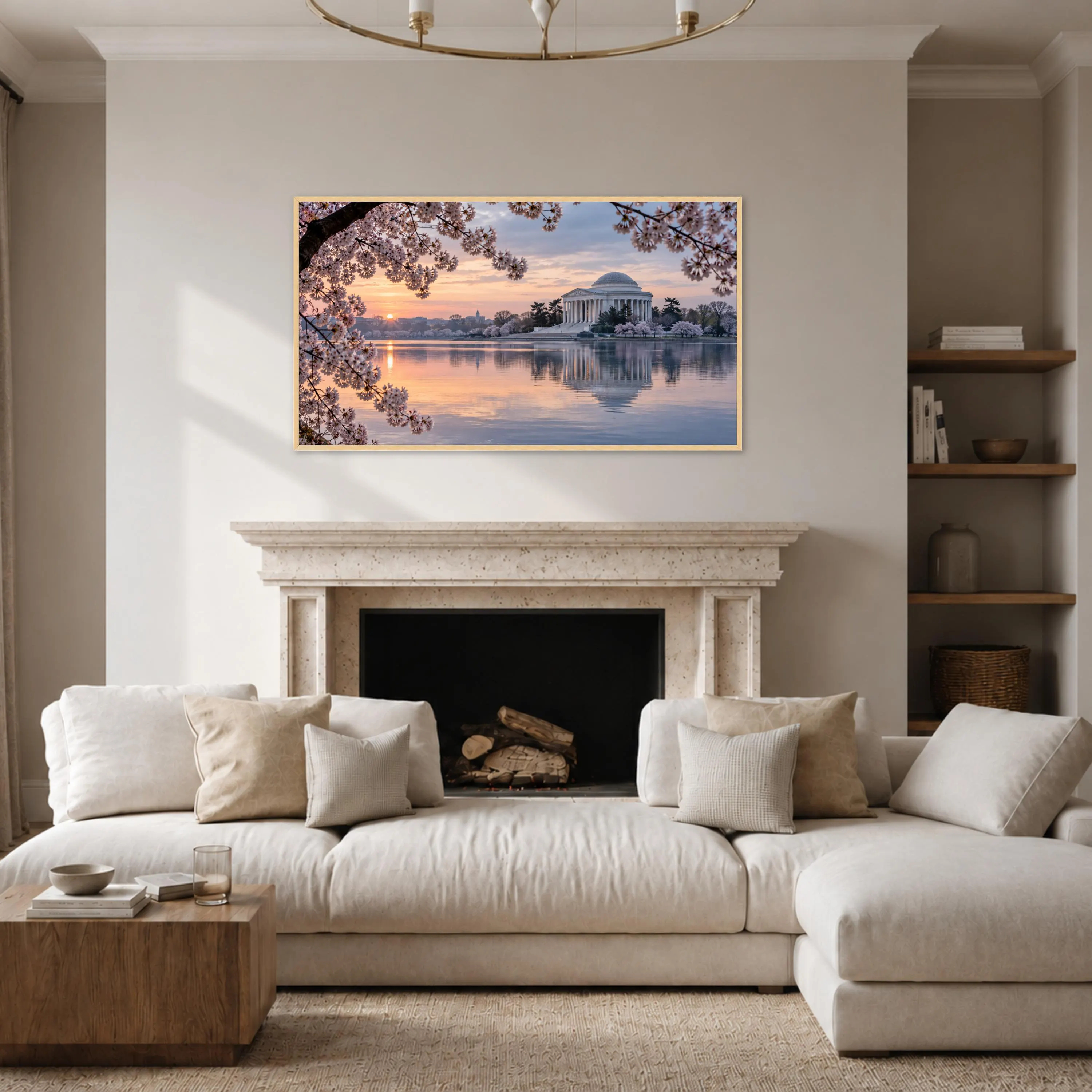 Cherry Blossom Canvas Print, Serene Washington DC Landscape Wall Art, Beautiful Spring Sunset Decor for Home or Office, cherry blossom art - image 4