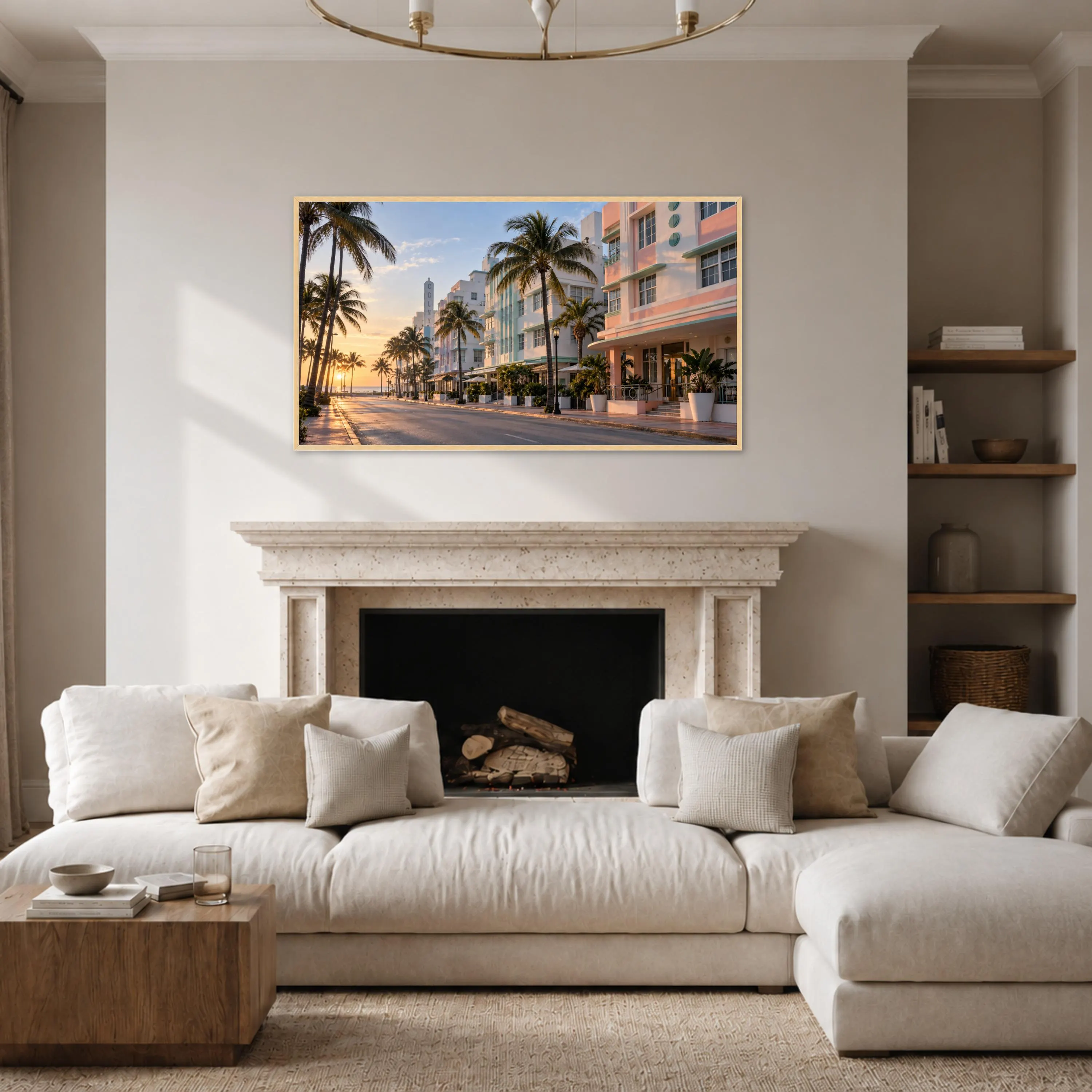 Vintage Miami Beach Canvas Print, Palm Trees and Sunset Cityscape Wall Art for Coastal Home Decor and Beach House Vibes, miami beach art - image 4