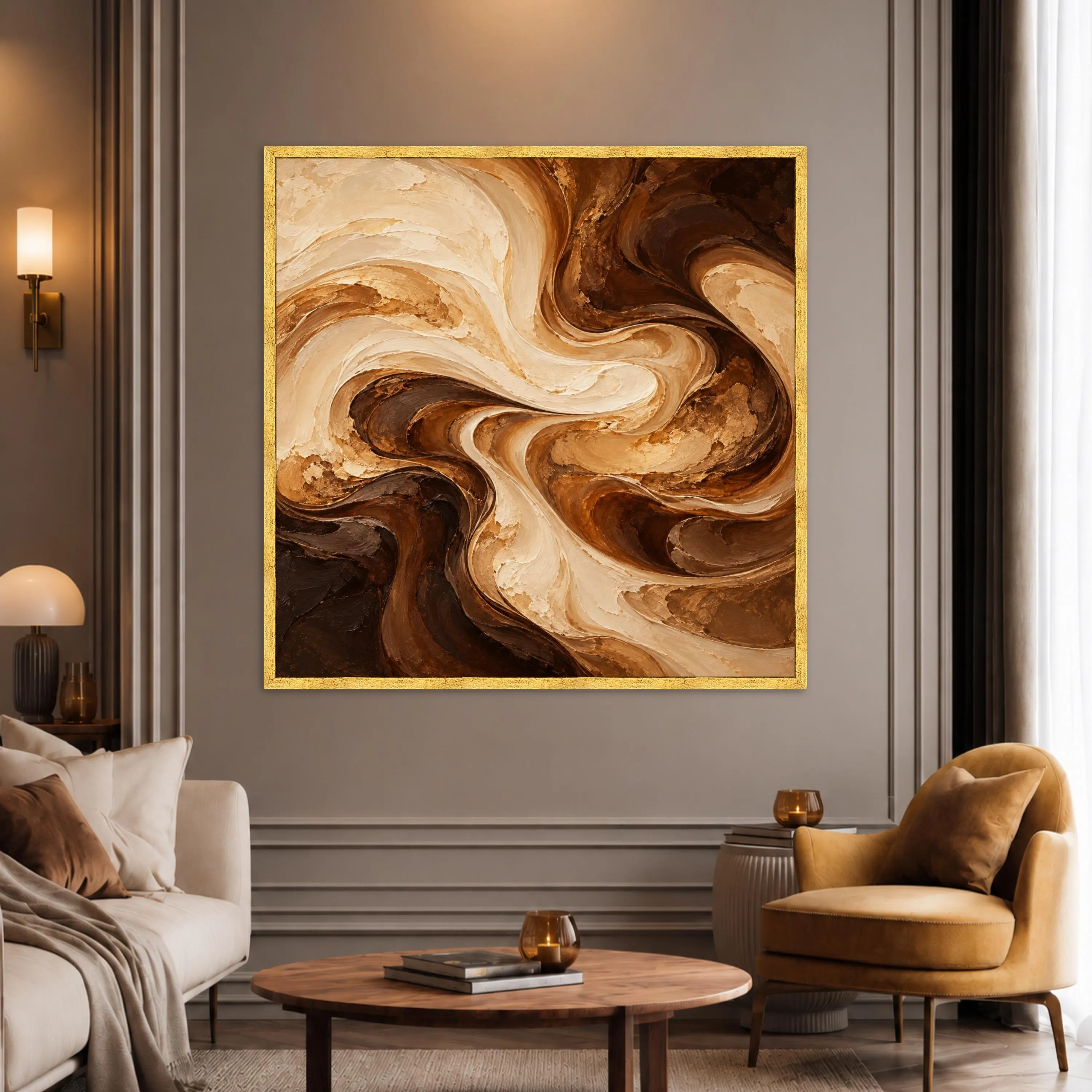 Modern Abstract Canvas Print, Swirling Warm Tones Wall Art for Living Room or Office Decor, Contemporary Home Aesthetic, abstract wall art - image 3