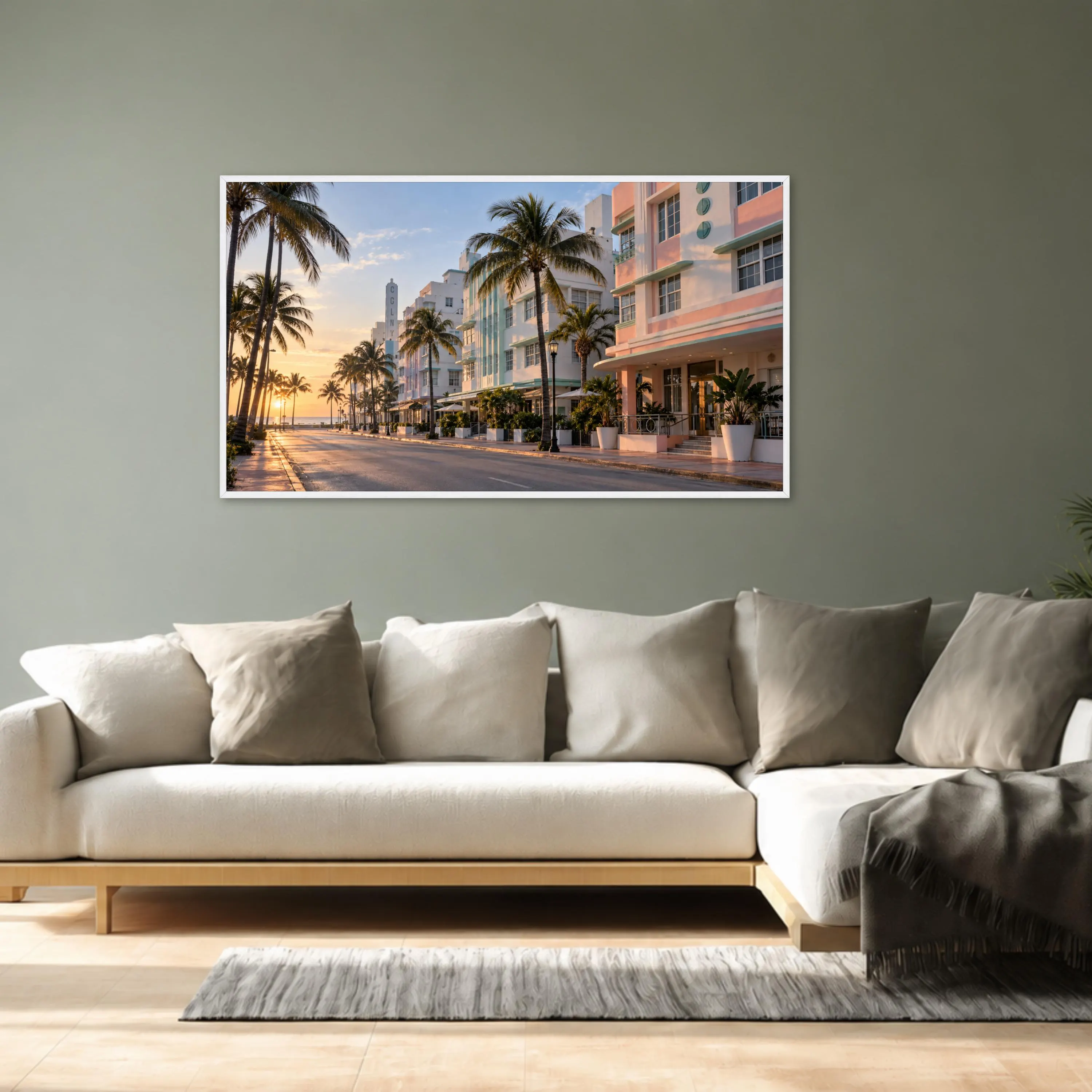 Vintage Miami Beach Canvas Print, Palm Trees and Sunset Cityscape Wall Art for Coastal Home Decor and Beach House Vibes, miami beach art - image 5