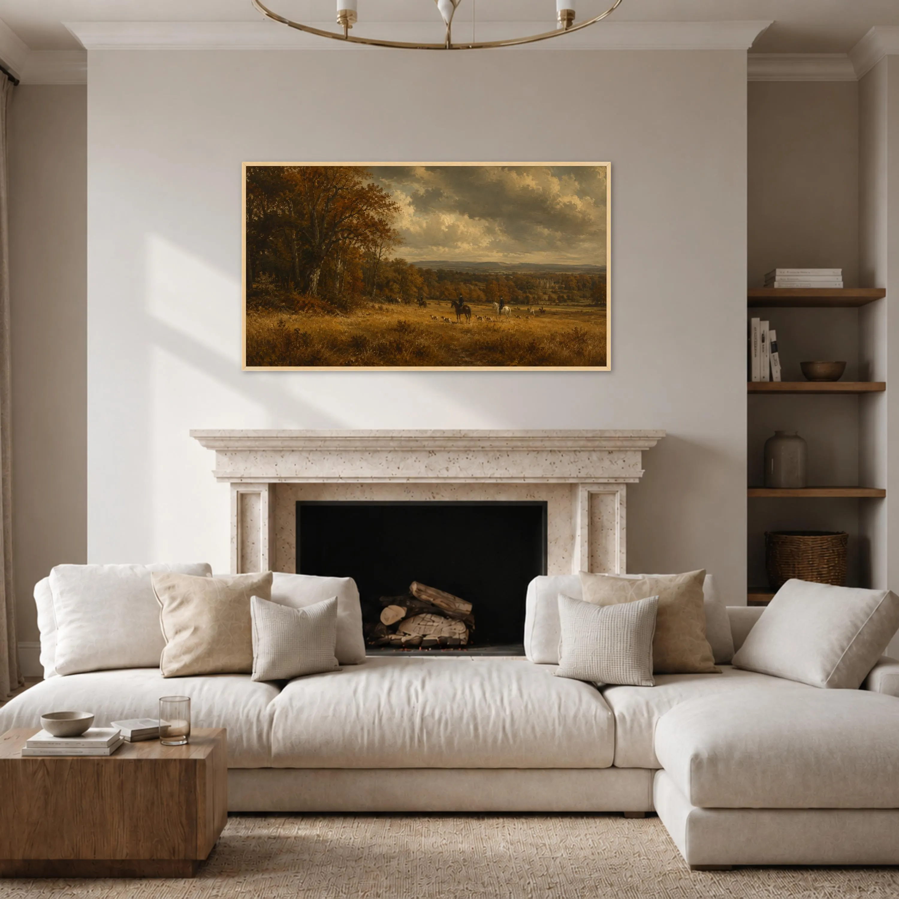 Vintage Autumn Landscape Canvas Print, Rustic Wall Art Featuring a Beautiful Hunting Scene in Warm Earthy Tones for Home Decor - image 4