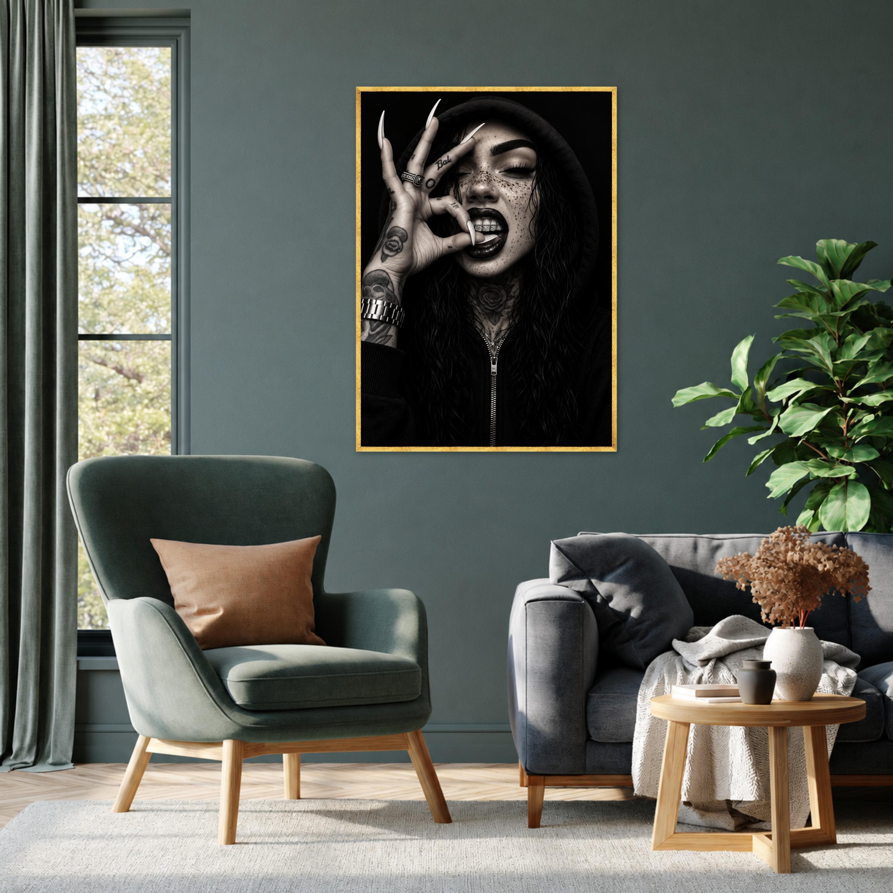 Bold Black and White Wall Art Print, Edgy Portrait Canvas Print for Modern Home Decor, Unique Statement Piece, black and white art - image 3