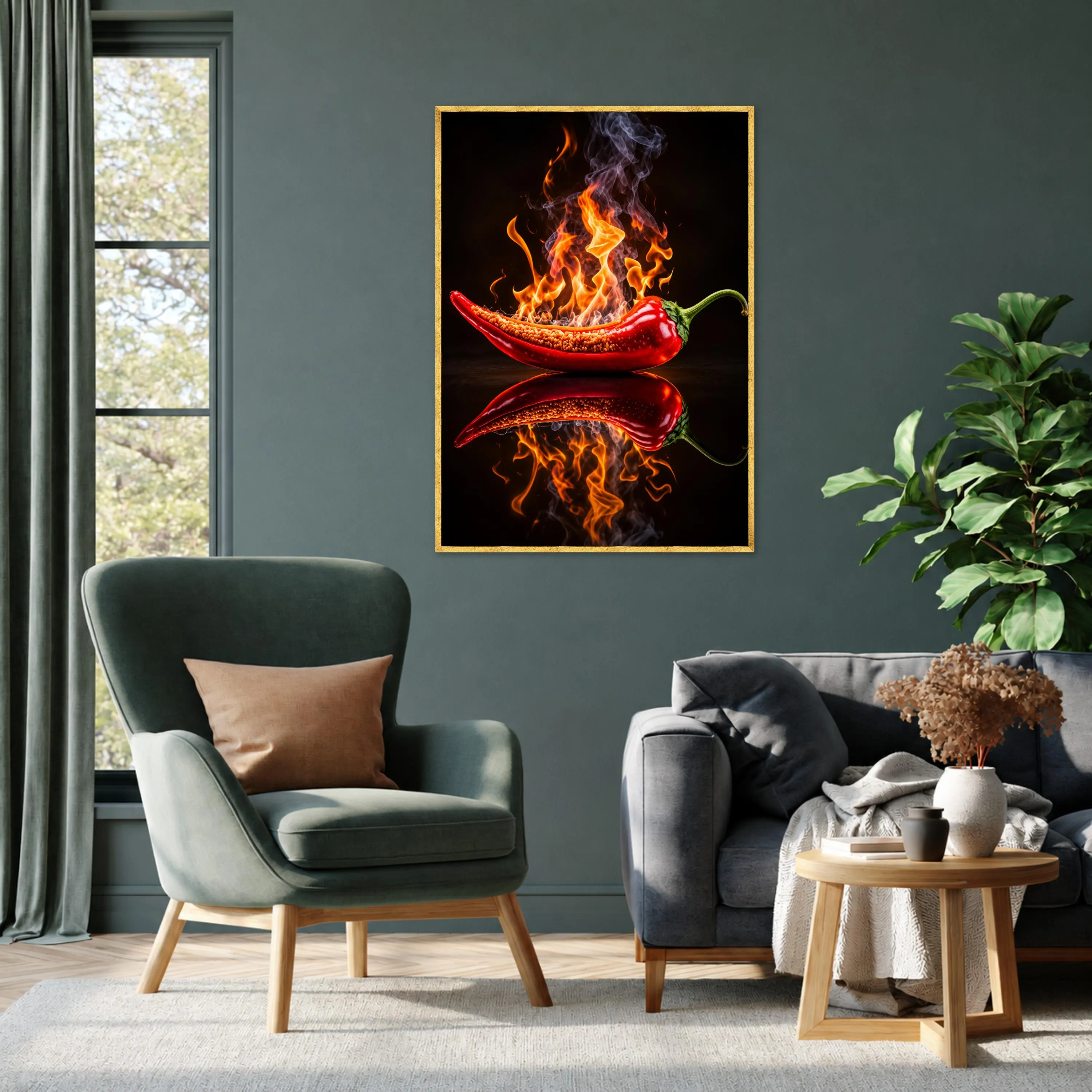 Fiery Red Chili Pepper Canvas Print, Vibrant Wall Art for Kitchen Decor, Spicy Culinary Artwork for Food Lovers, chili pepper art - image 3