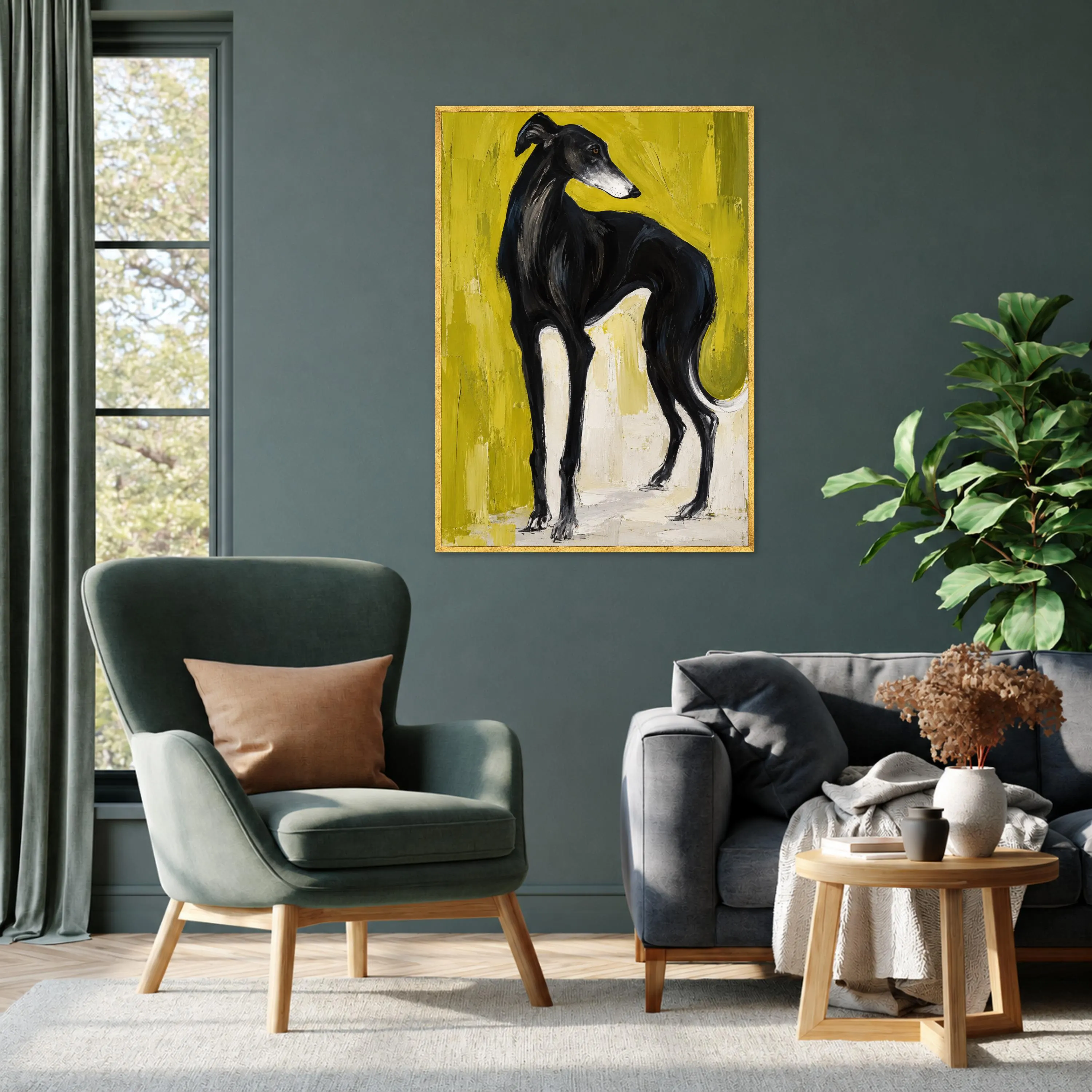 Black Greyhound Canvas Print, Modern Dog Wall Art for Pet Lovers, Stylish Home Decor Featuring Unique Animal Artwork, greyhound art - image 3