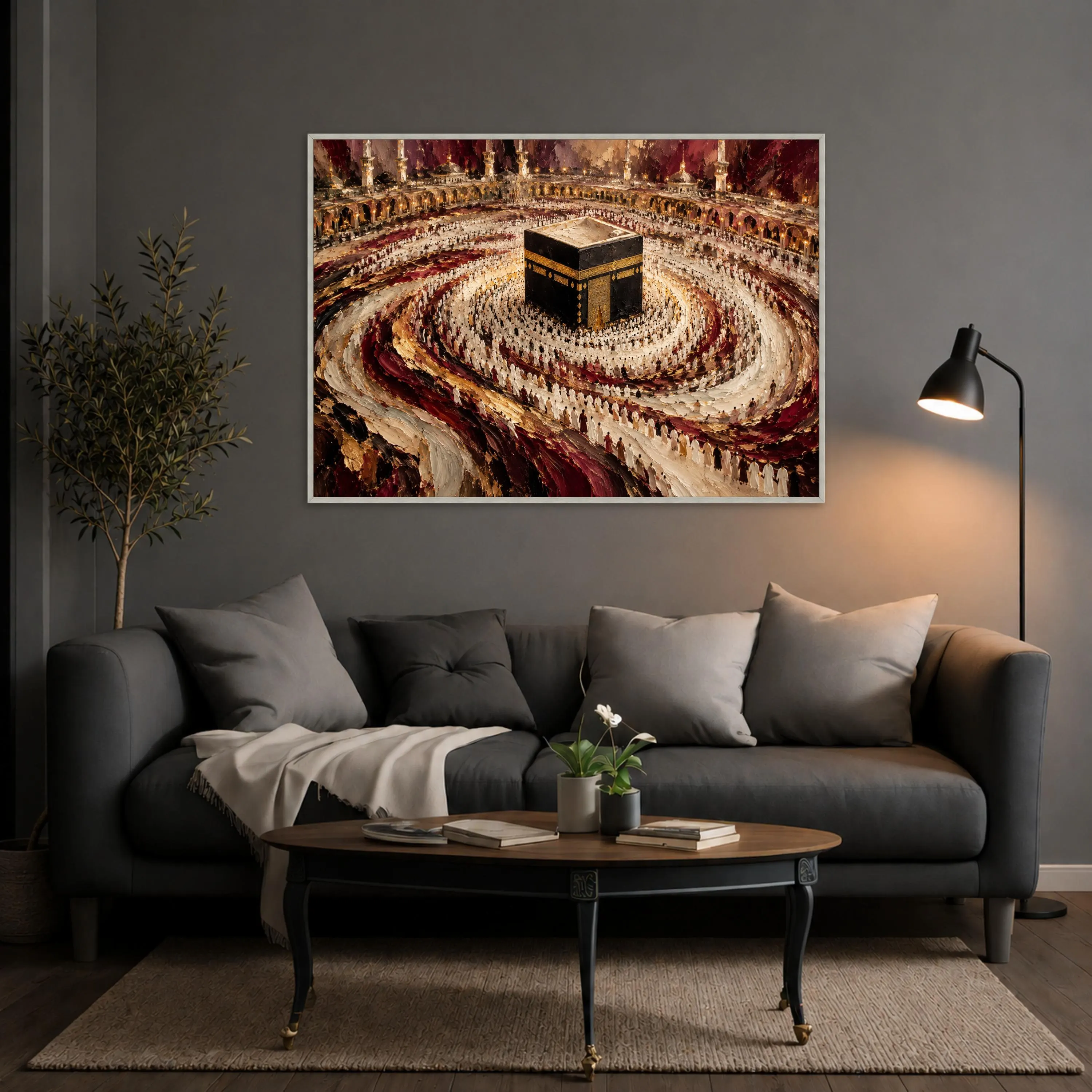 Vibrant Mosque Canvas Print, Spiritual Pilgrims Around Kaaba, Islamic Wall Art for Home Decor, Faith-Inspired Artwork, mosque wall art - image 5