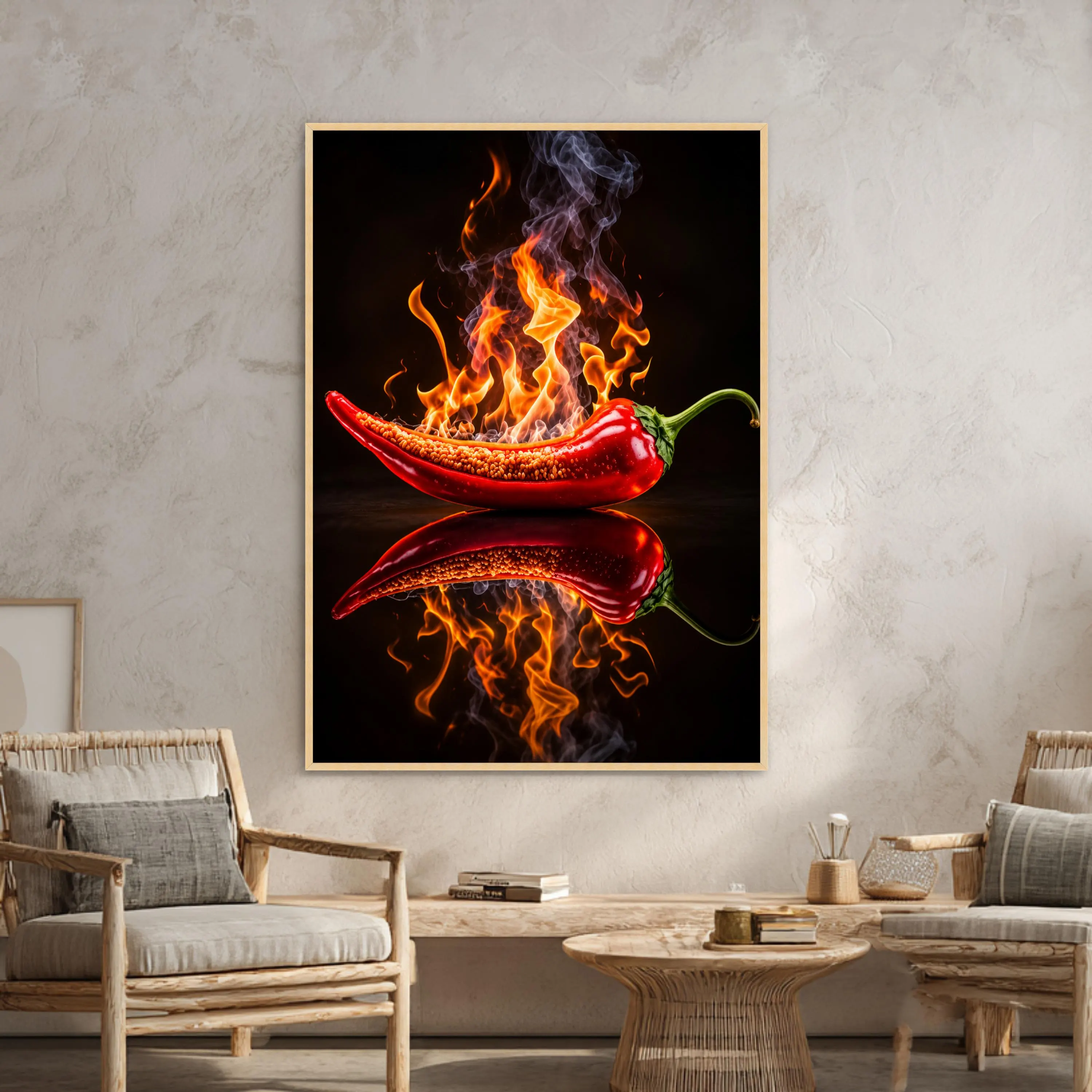 Fiery Red Chili Pepper Canvas Print, Vibrant Wall Art for Kitchen Decor, Spicy Culinary Artwork for Food Lovers, chili pepper art - image 4