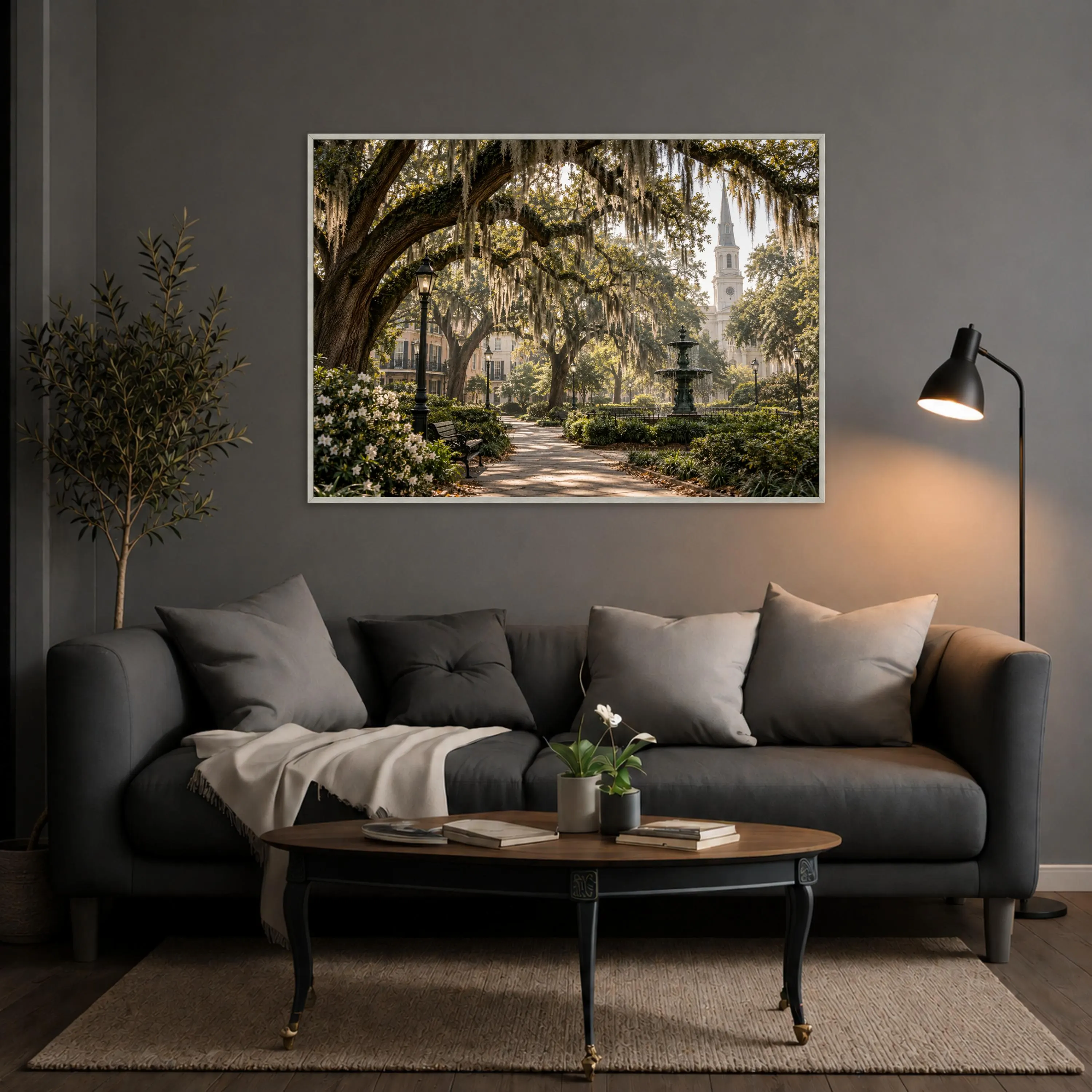 Vintage Park Scene Canvas Print, Serene Nature Wall Art for Living Room, Southern Charm Landscape Decor, vintage landscape - image 5