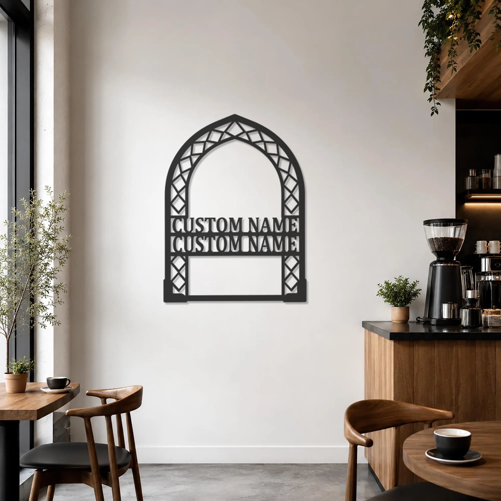Personalized Couple Metal Wall Art, Custom Two Name Sign, Geometric Arch Decor, Wedding Gift, Anniversary Gift, Family Name Plaque, Home Art